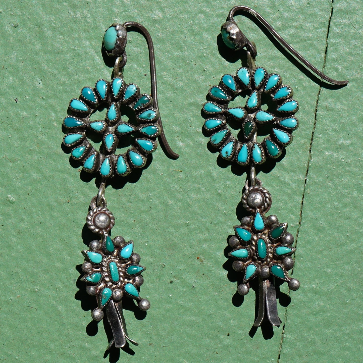 Vintage Turquoise Squash Blossom Earrings