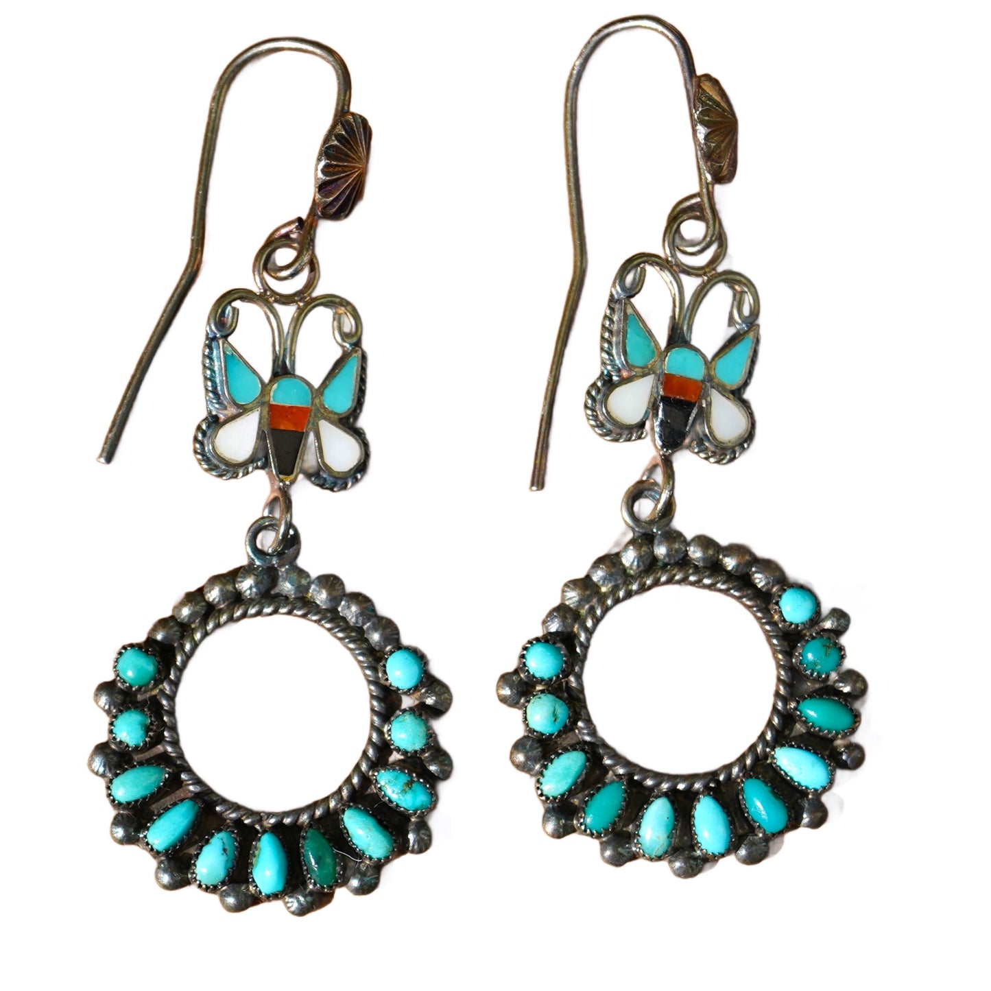 Vintage Southwest Turquoise Butterfly Earrings