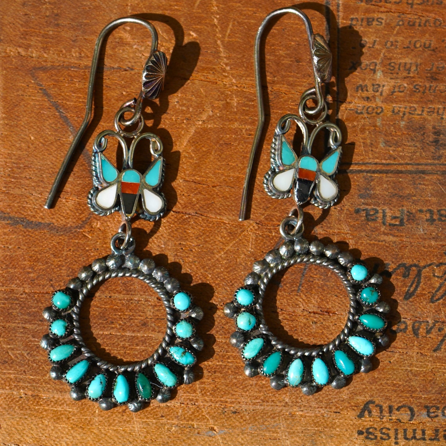 Vintage Southwest Turquoise Butterfly Earrings