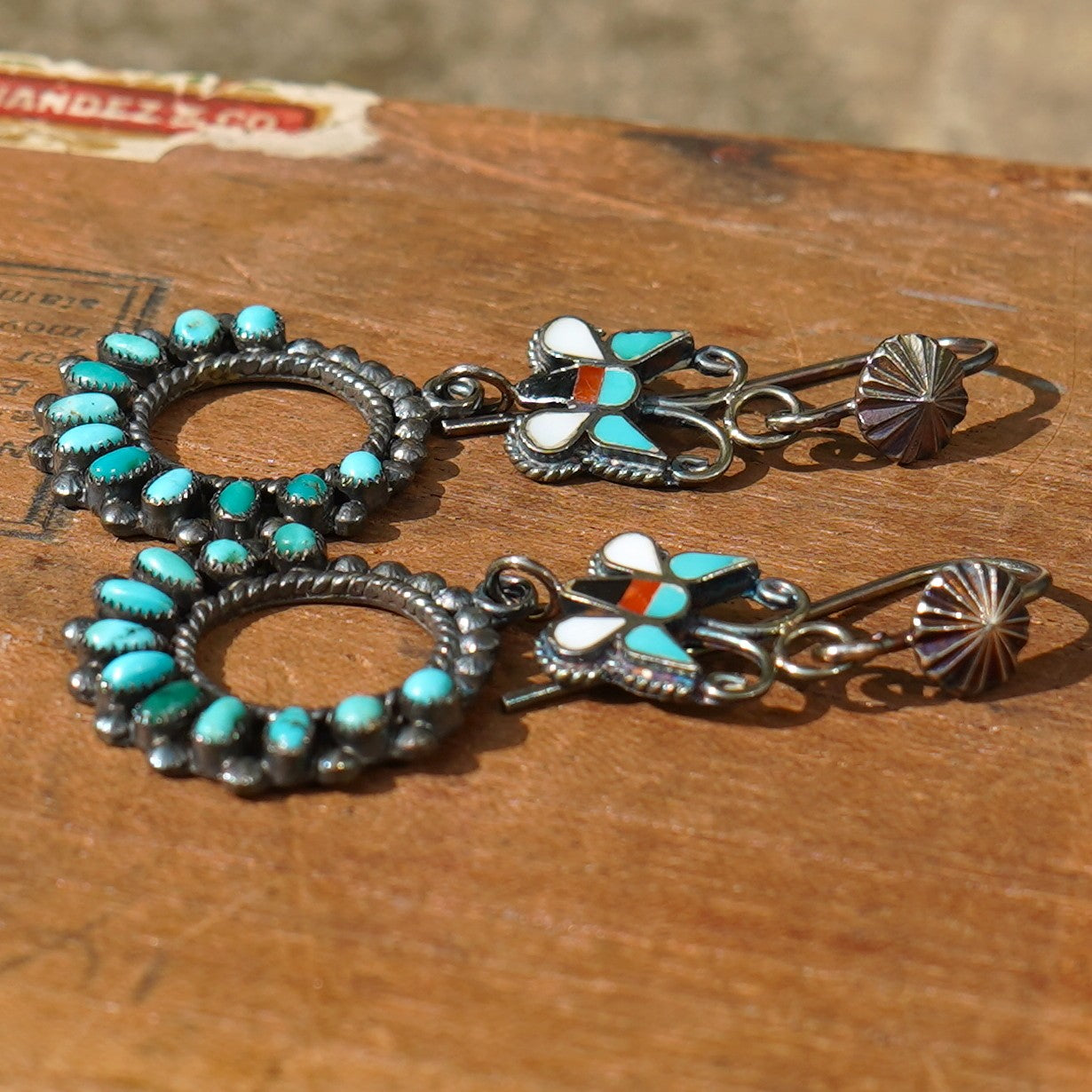 Vintage Southwest Turquoise Butterfly Earrings