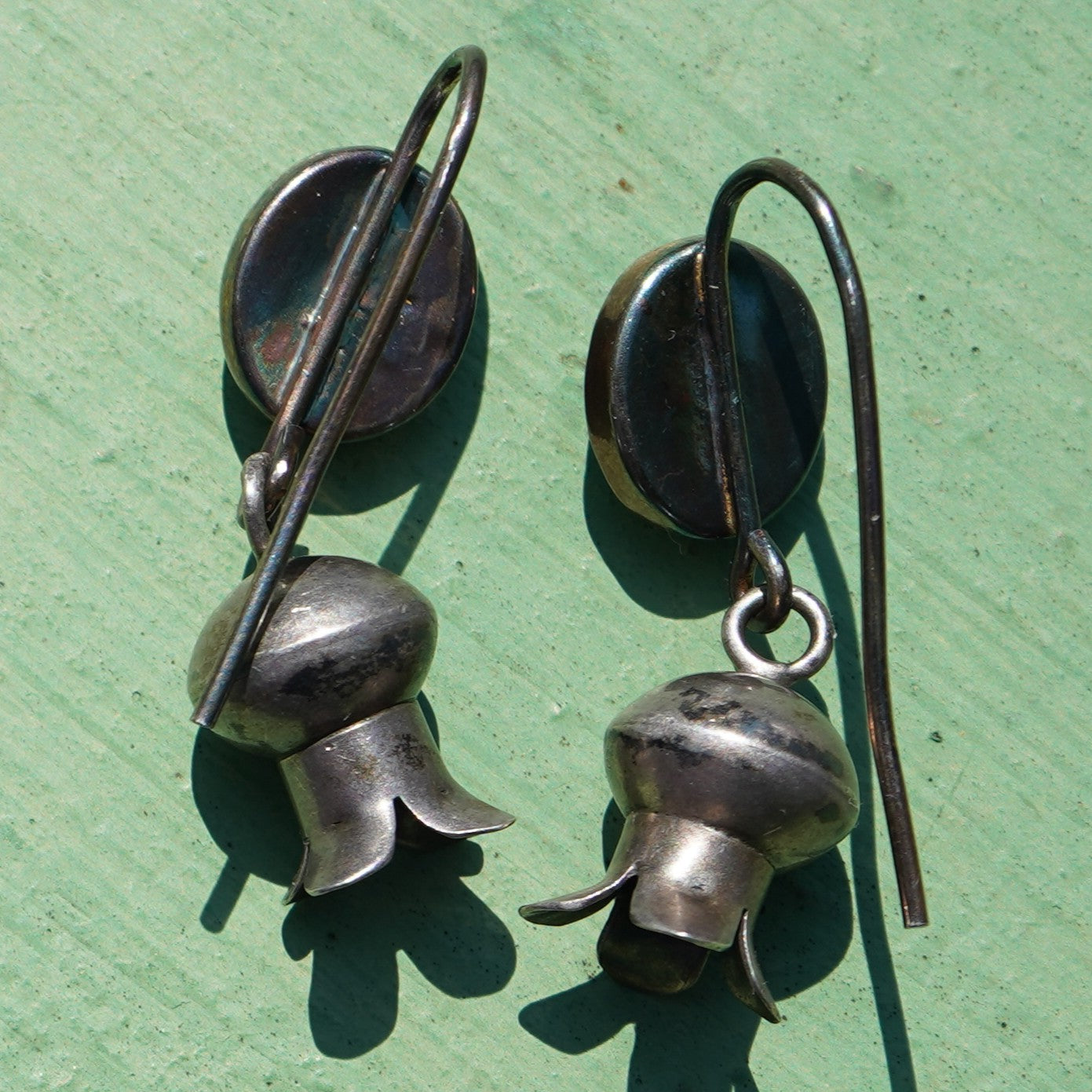 Vintage Squash Blossom Earrings With Kingman Turquoise