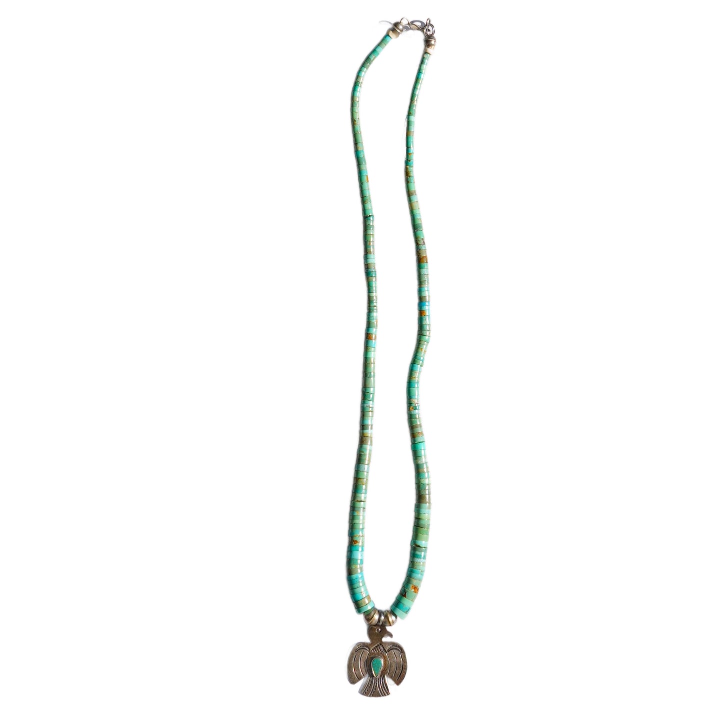 Thunderbird Pendant Turquoise Heishi Necklace