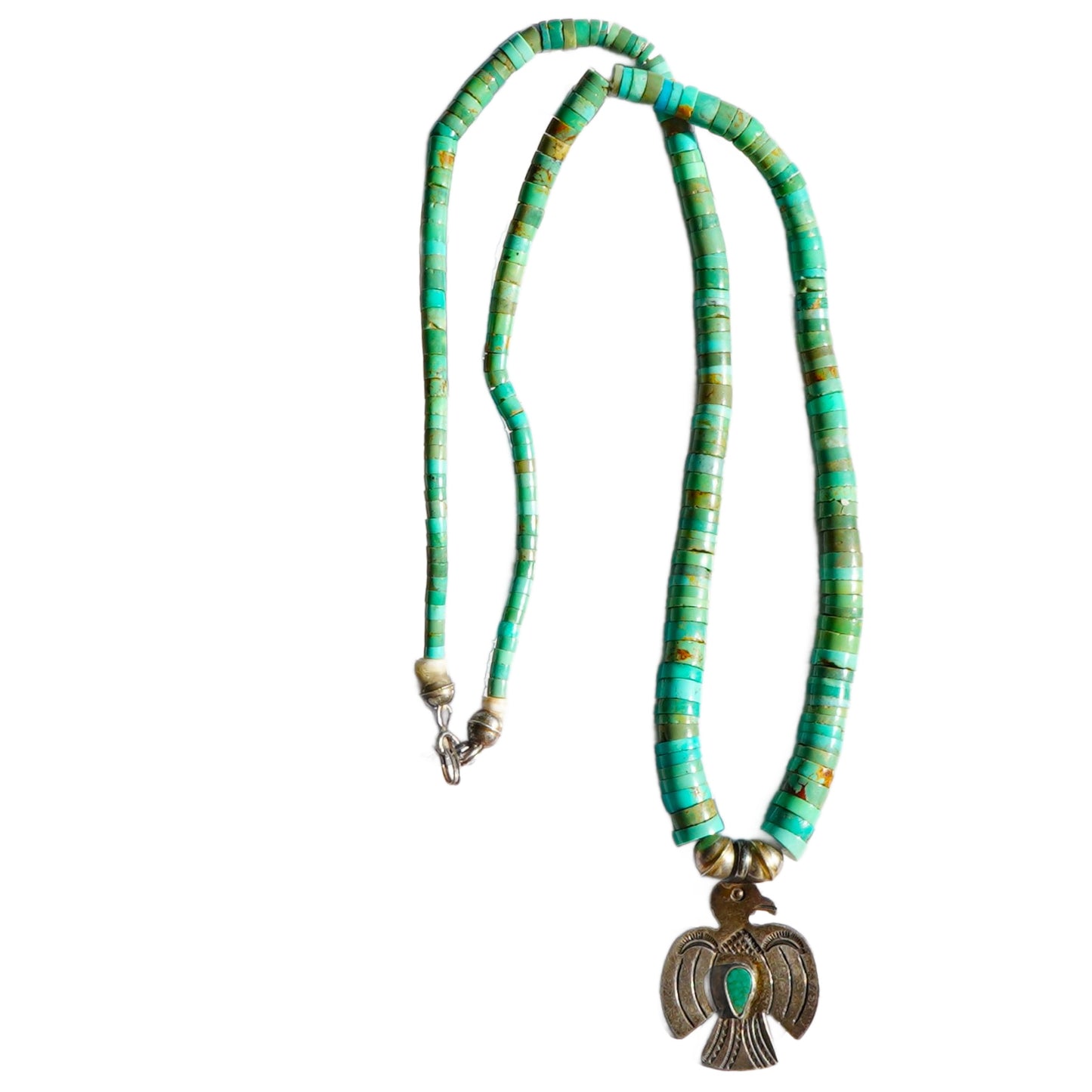 Thunderbird Pendant Turquoise Heishi Necklace