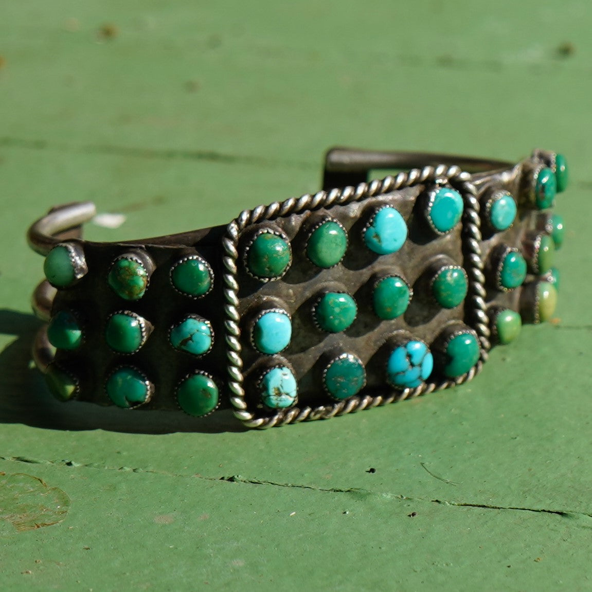 Early Navajo Turquoise Cluster Bracelet