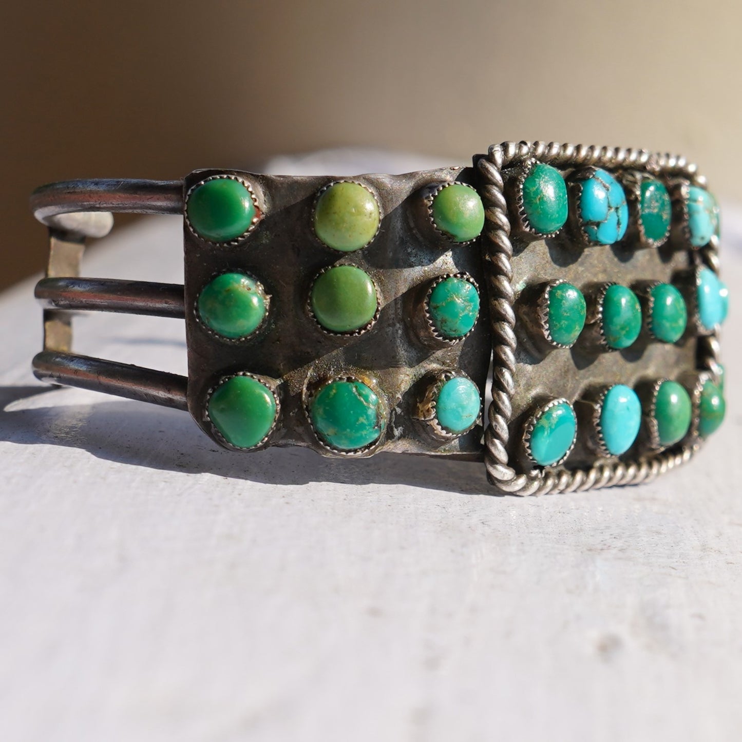 Early Navajo Turquoise Cluster Bracelet