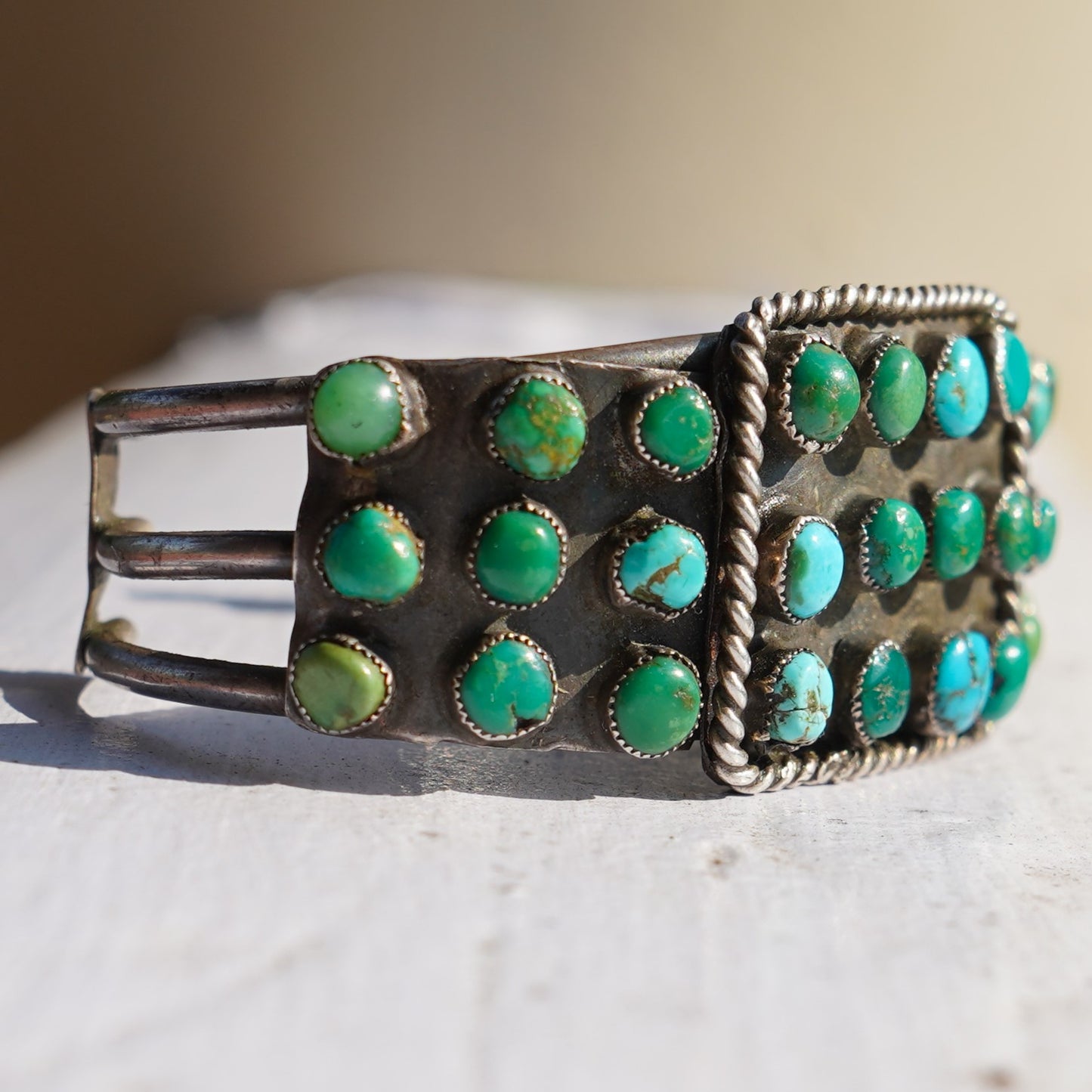 Early Navajo Turquoise Cluster Bracelet