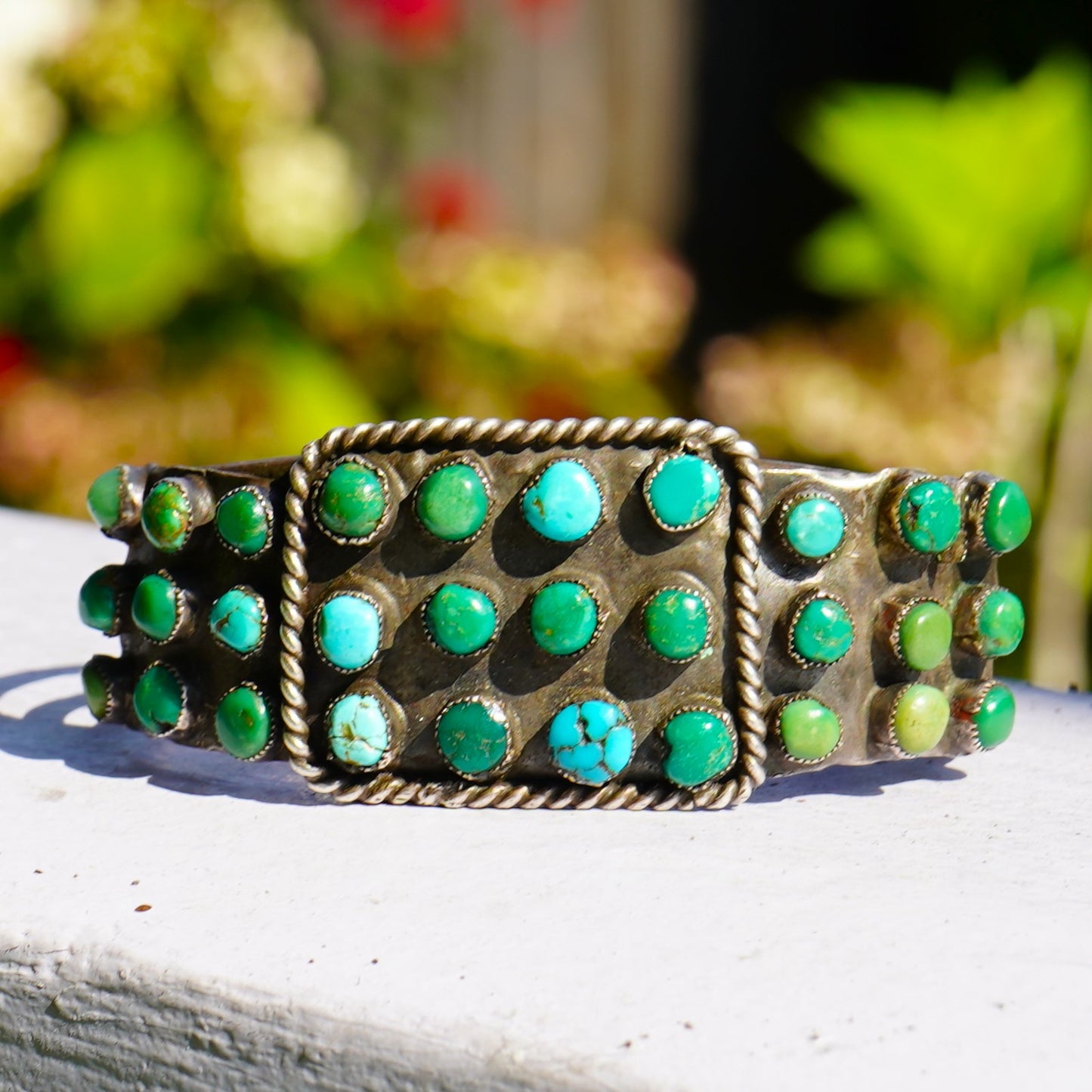 Early Navajo Turquoise Cluster Bracelet