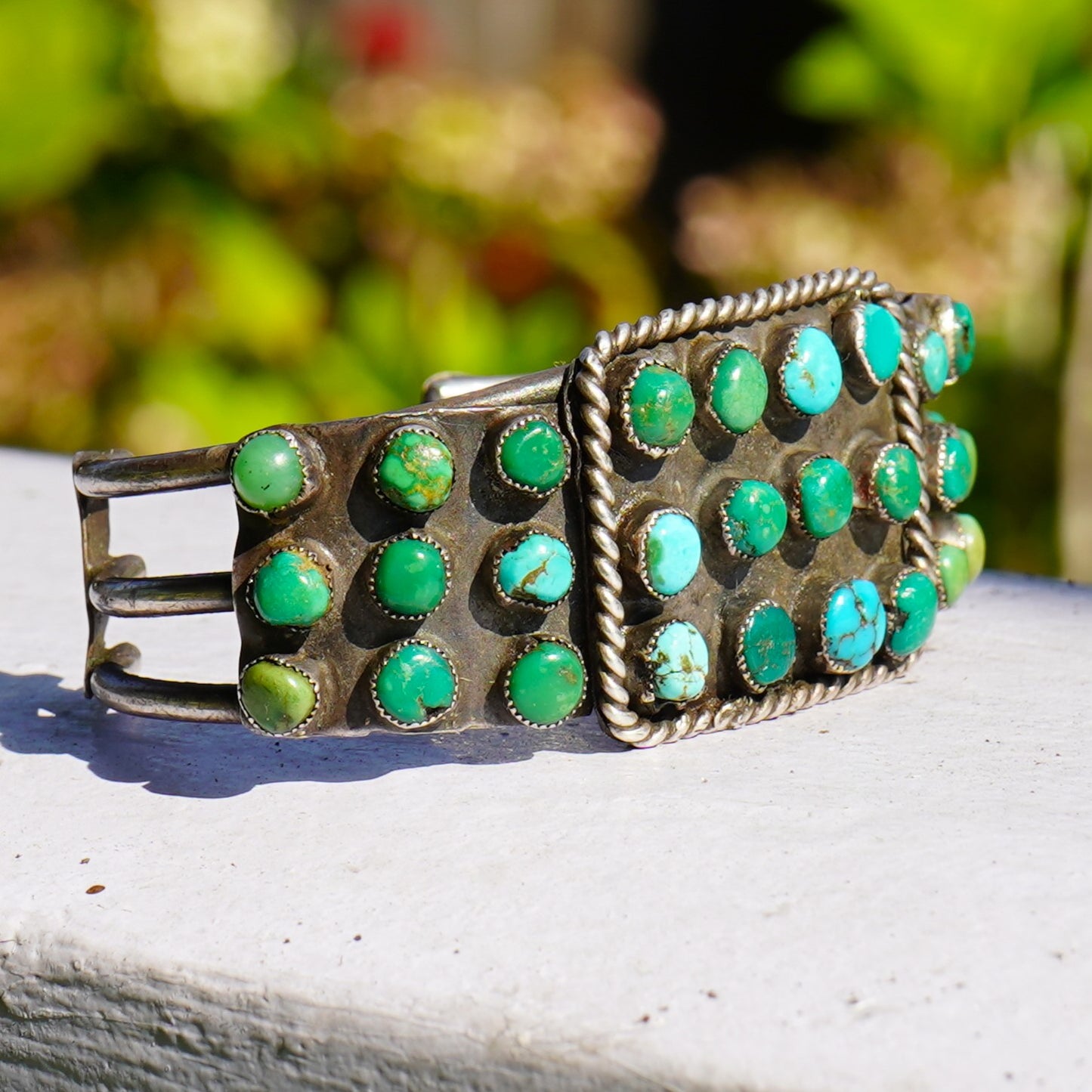 Early Navajo Turquoise Cluster Bracelet