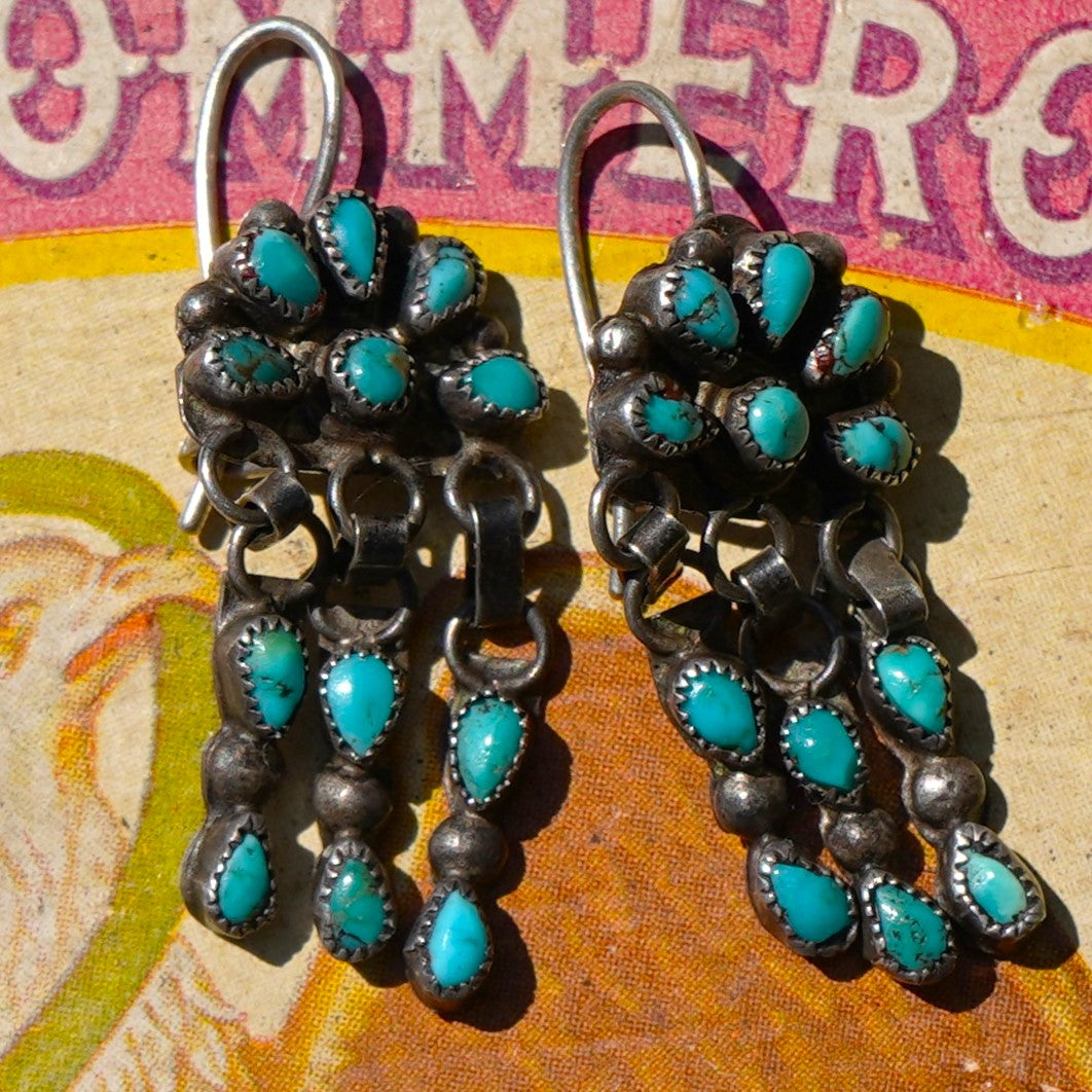 Old Turquoise Raincloud Earrings