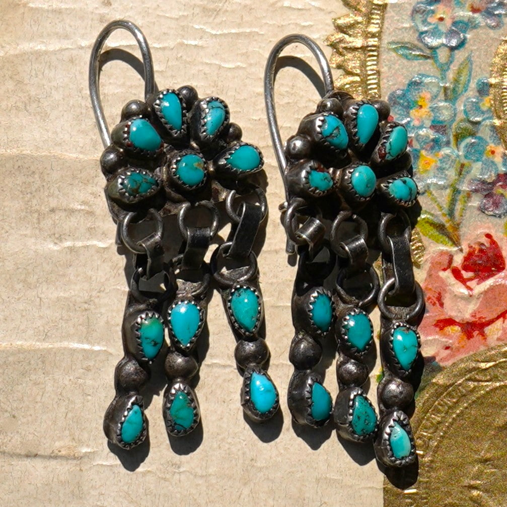 Old Turquoise Raincloud Earrings