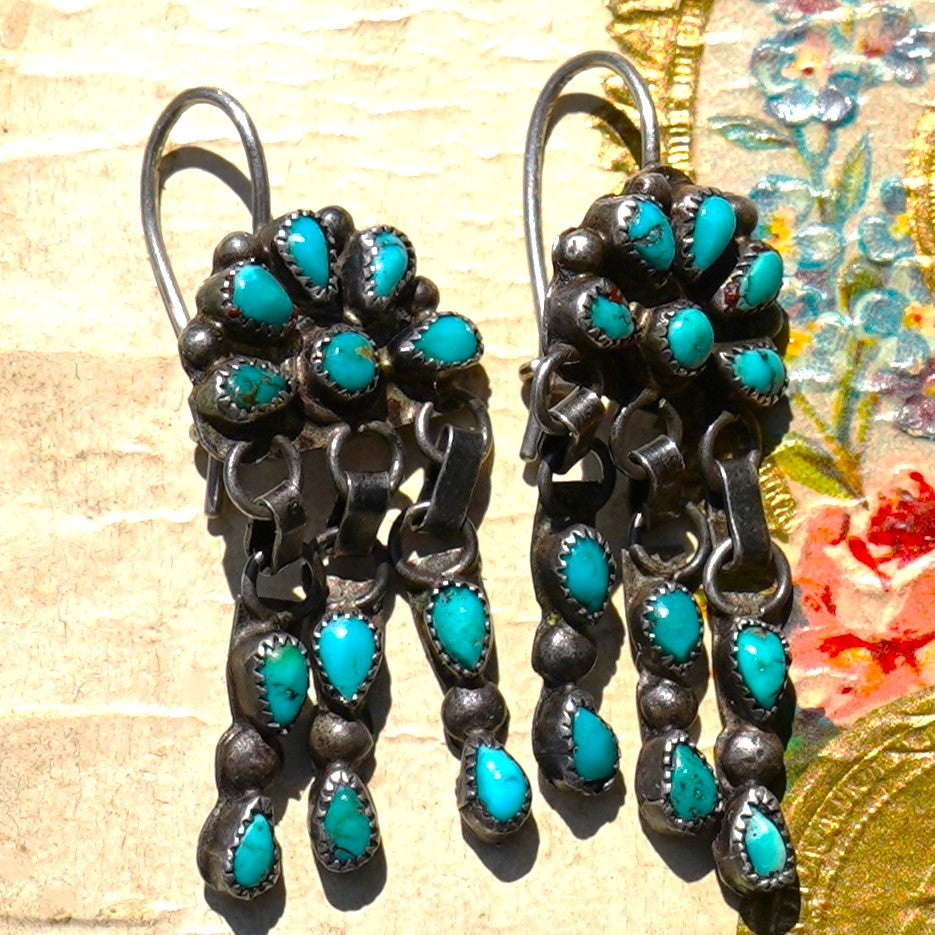 Old Turquoise Raincloud Earrings
