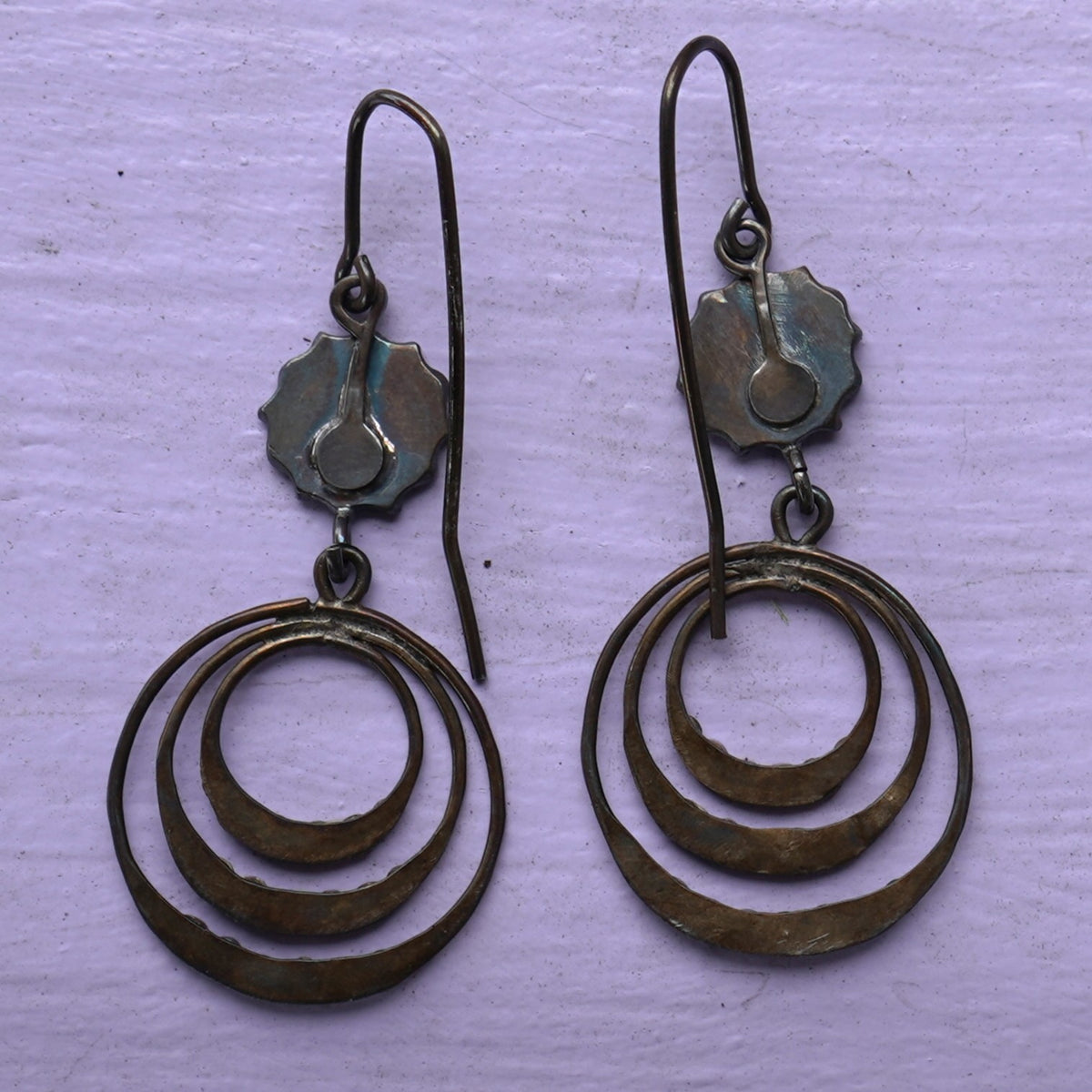 Vintage Turquoise Channel Set Southwest Style Earrings