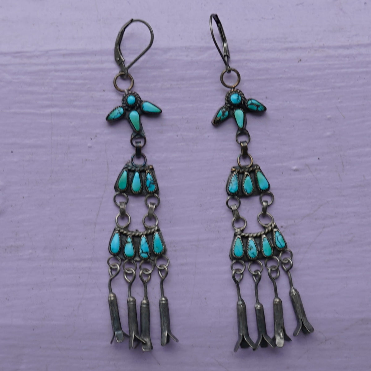 Chandelier Style 1940's Turquoise Earrings