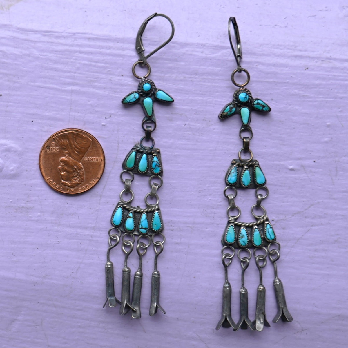 Chandelier Style 1940's Turquoise Earrings