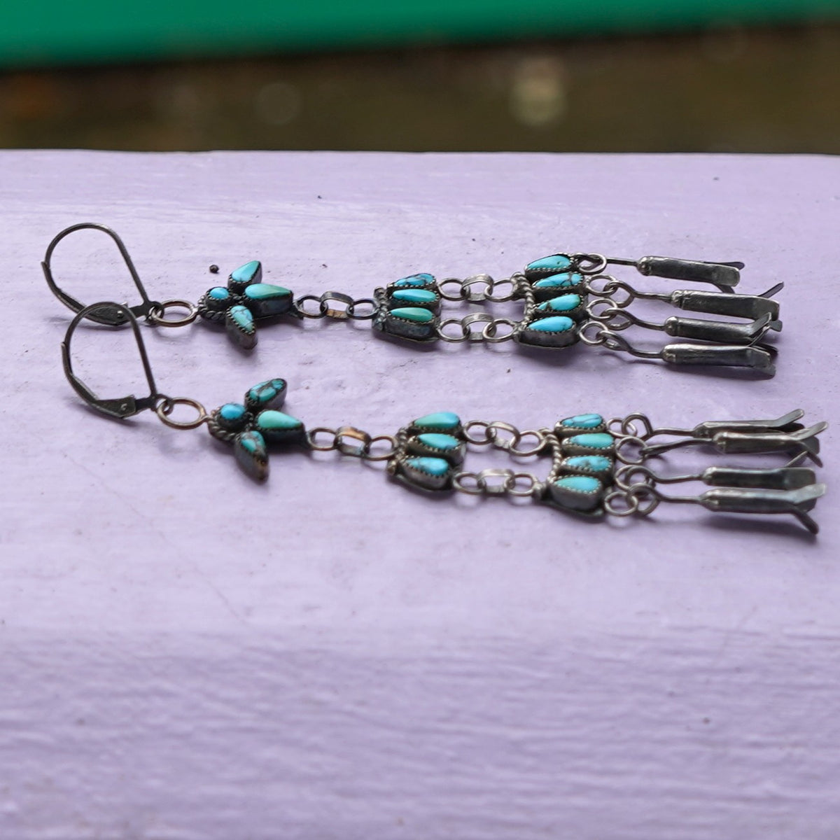 Chandelier Style 1940's Turquoise Earrings