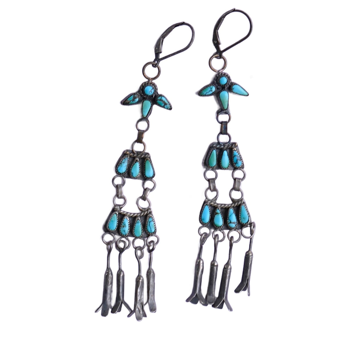 Chandelier Style 1940's Turquoise Earrings