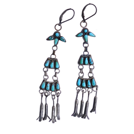 Chandelier Style 1940's Turquoise Earrings