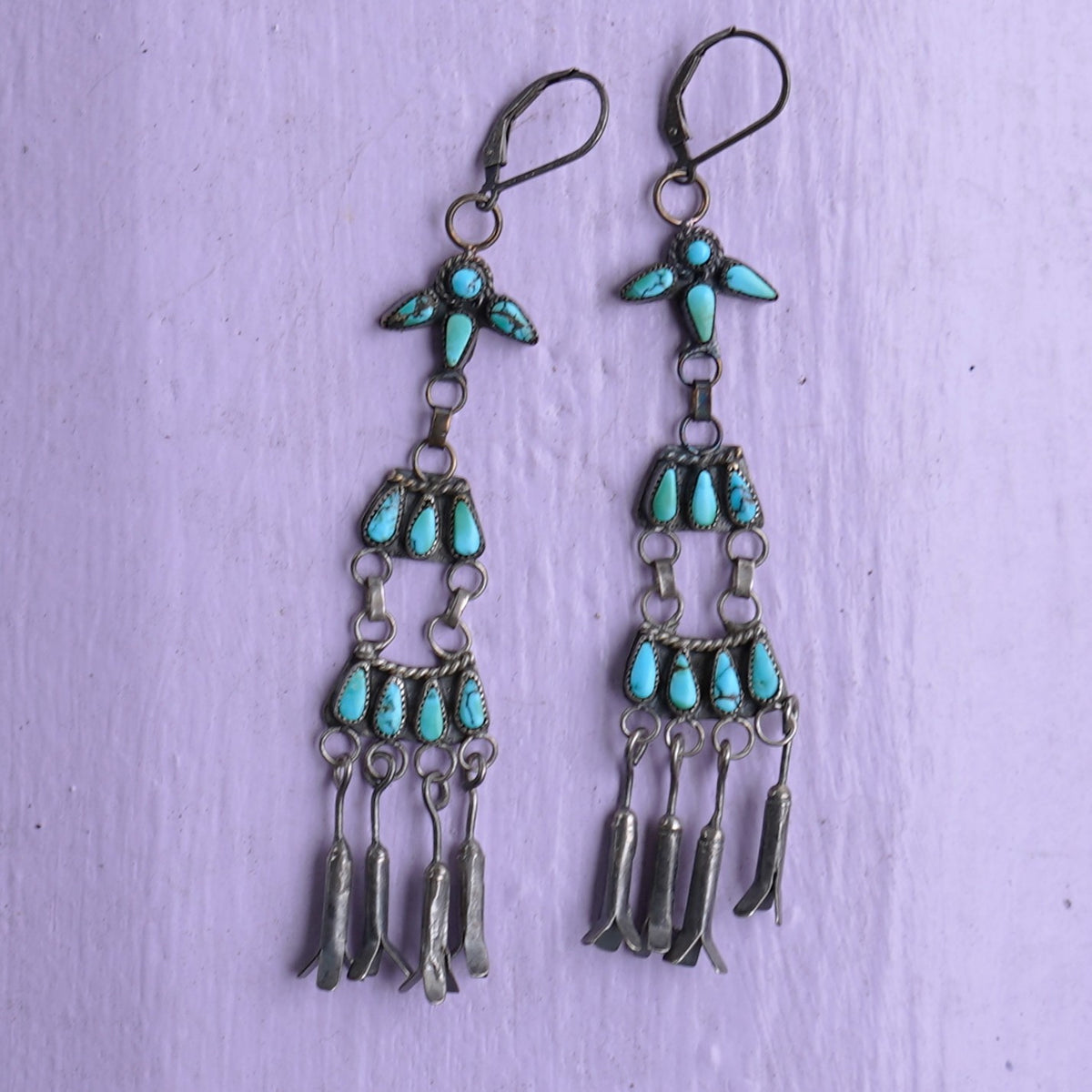 Chandelier Style 1940's Turquoise Earrings