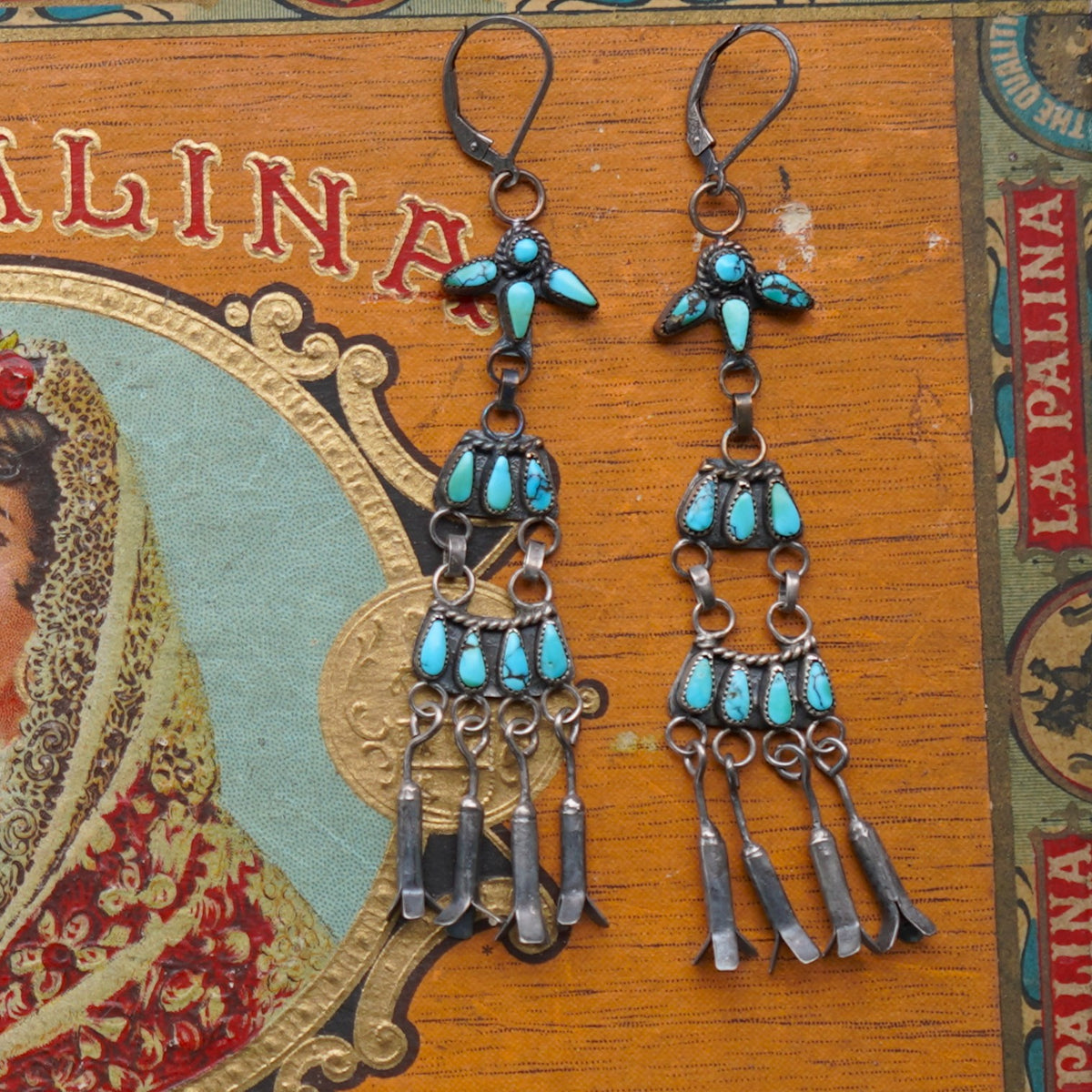 Chandelier Style 1940's Turquoise Earrings