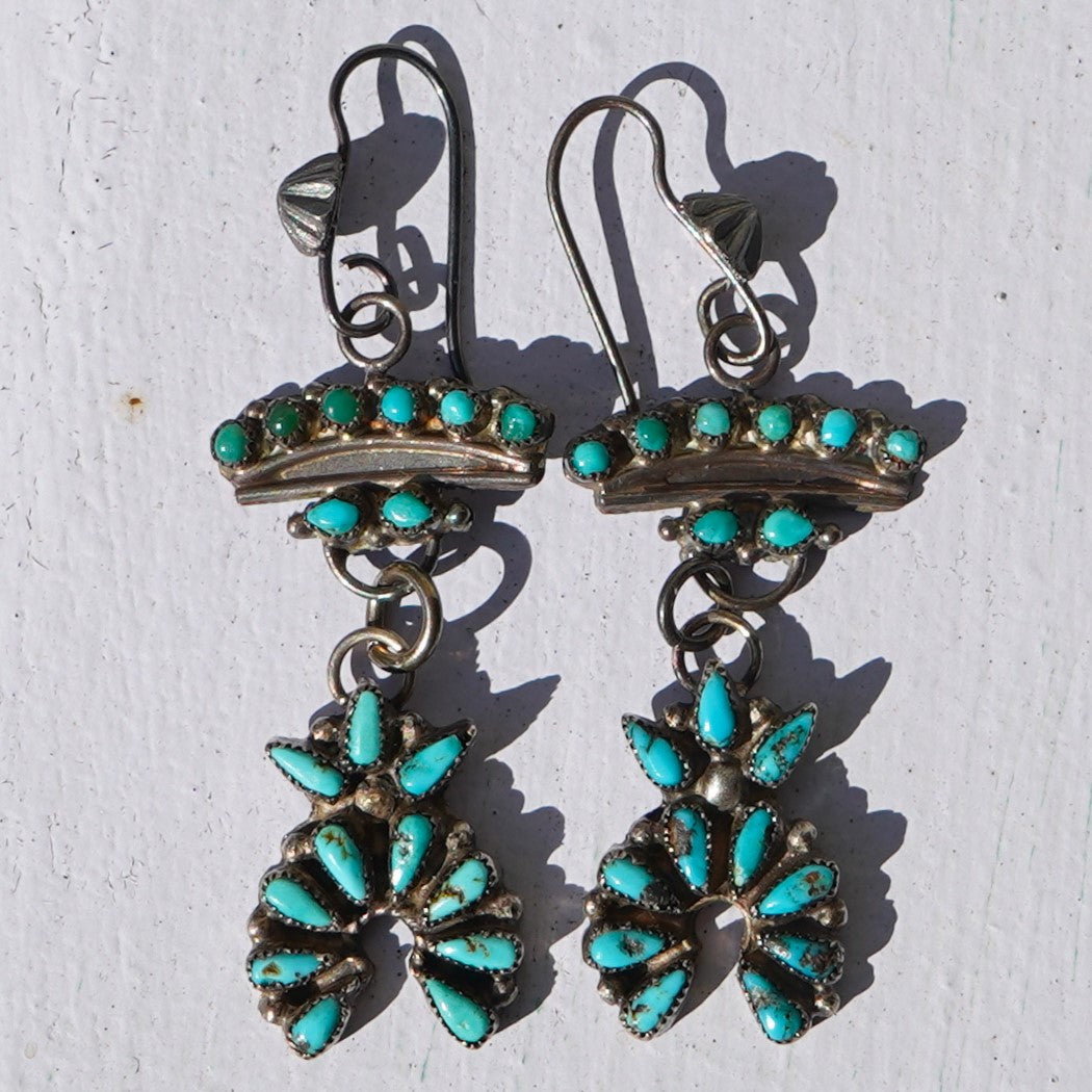 Vintage Turquoise Squash Blossom Earrings