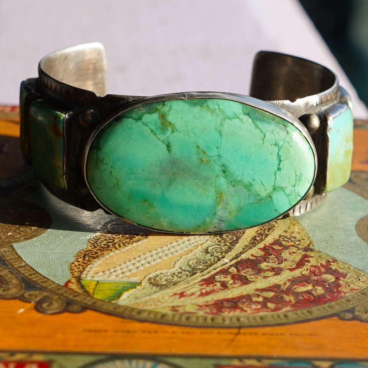Vintage Southwest Carico Lake Turquoise Cuff Bracelet