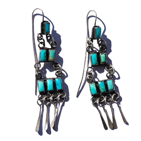 Vintage Navajo Ladder Style Turquoise Earrings