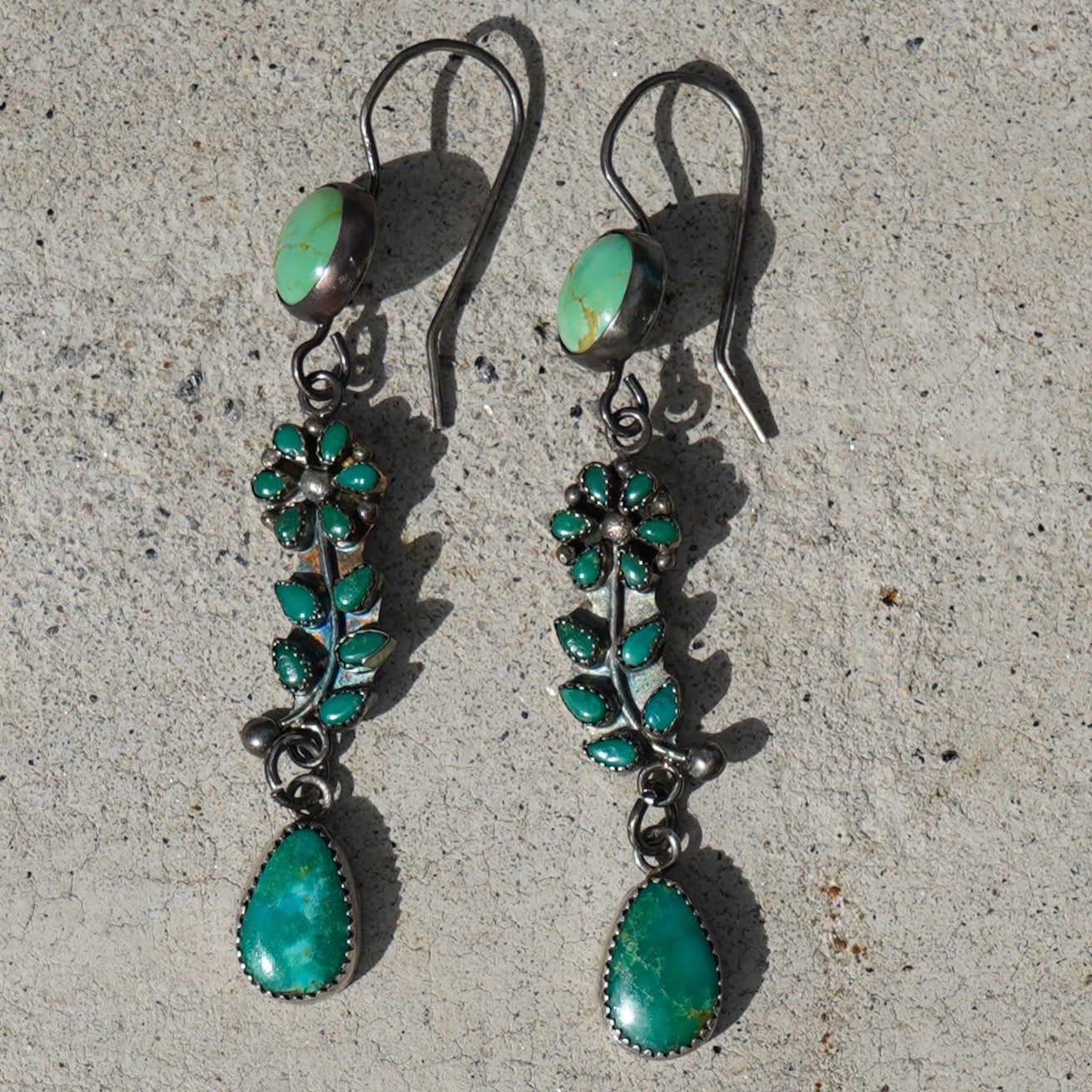 Vintage Turquoise Flower Earrings