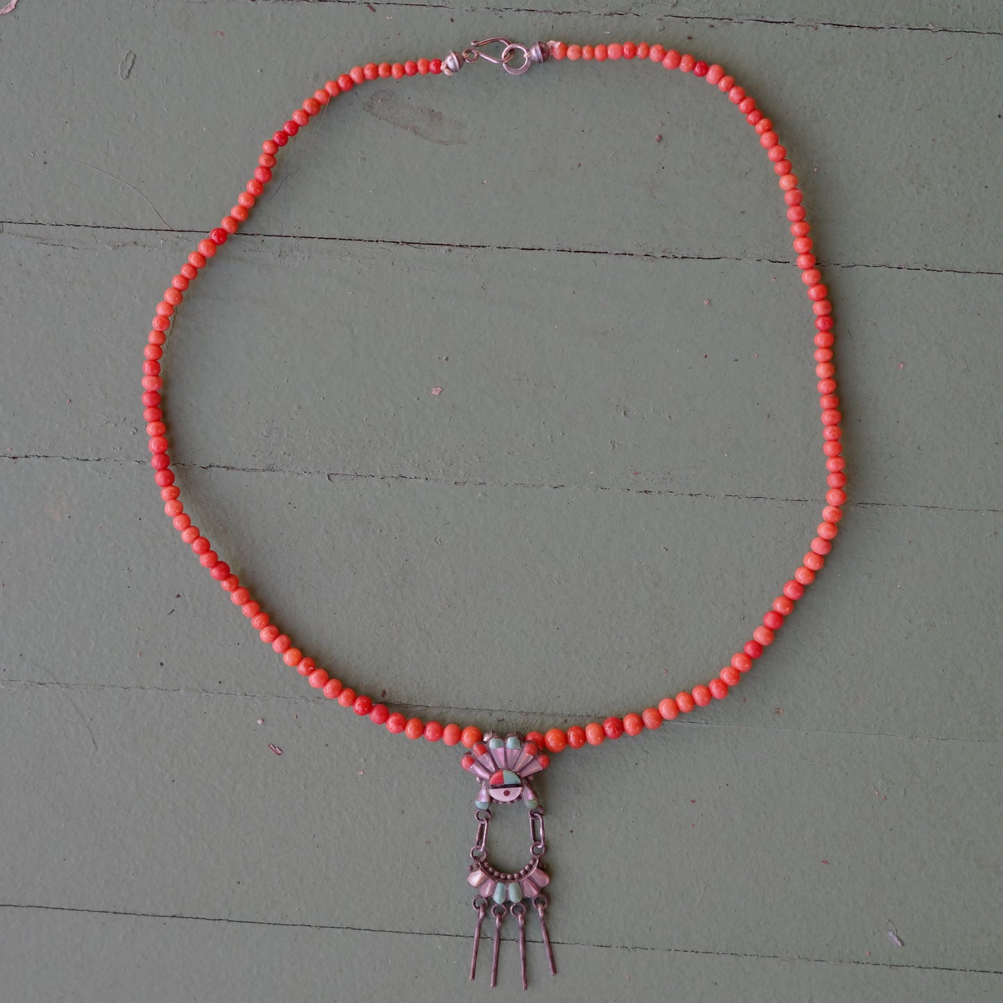 Zuni Pendant Coral Necklace