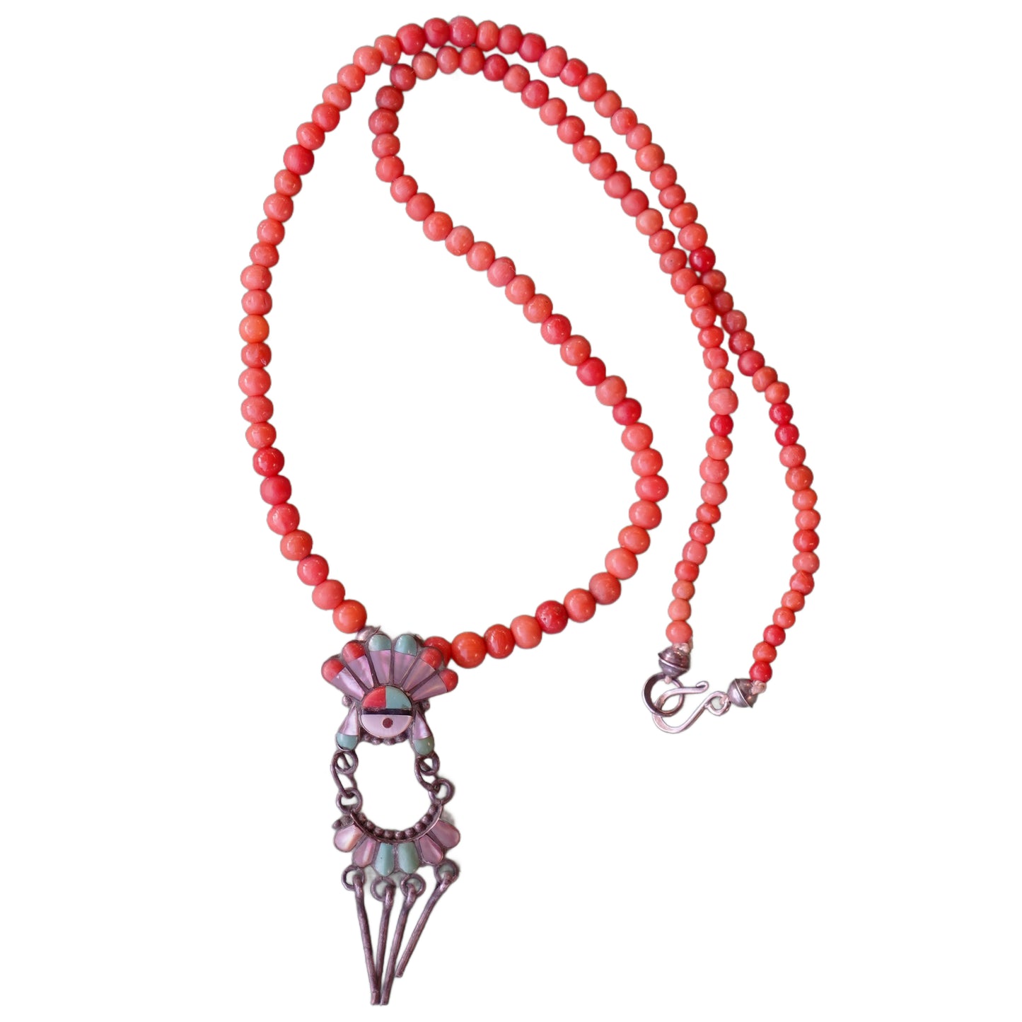 Zuni Pendant Coral Necklace