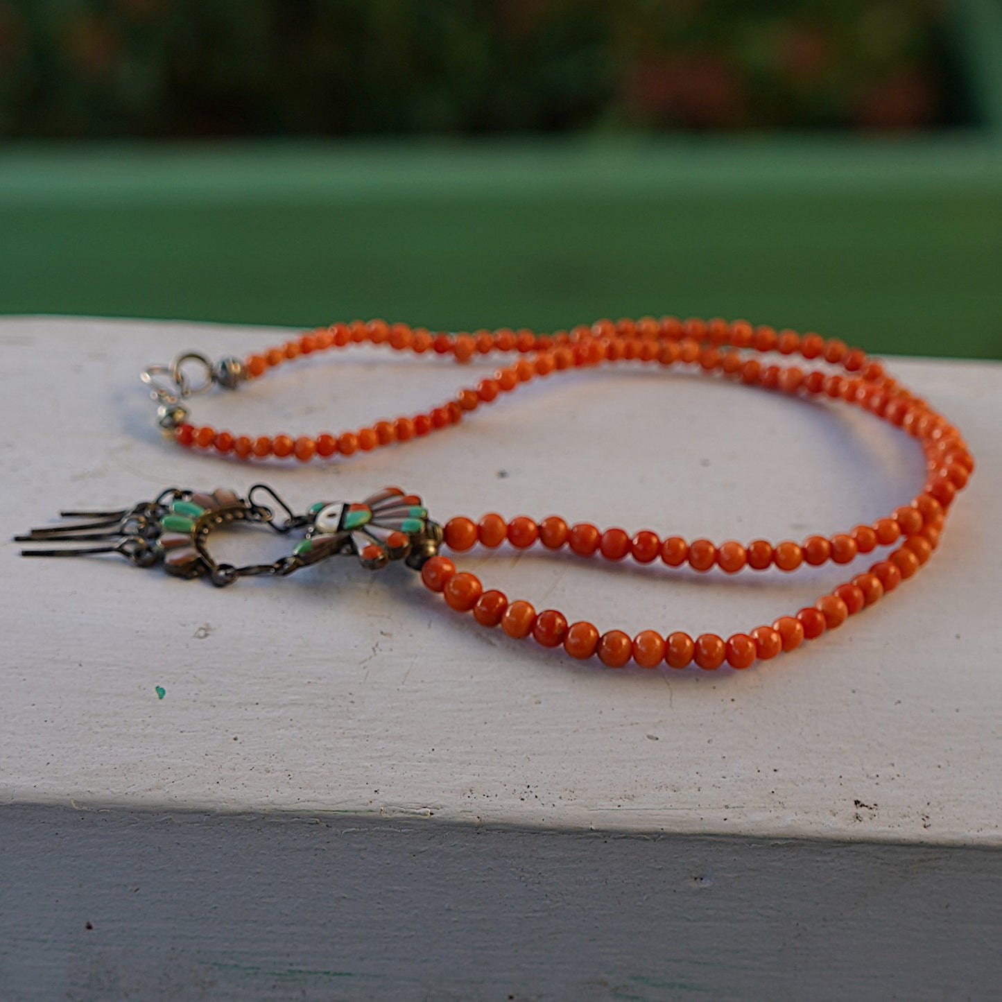 Zuni Pendant Coral Necklace