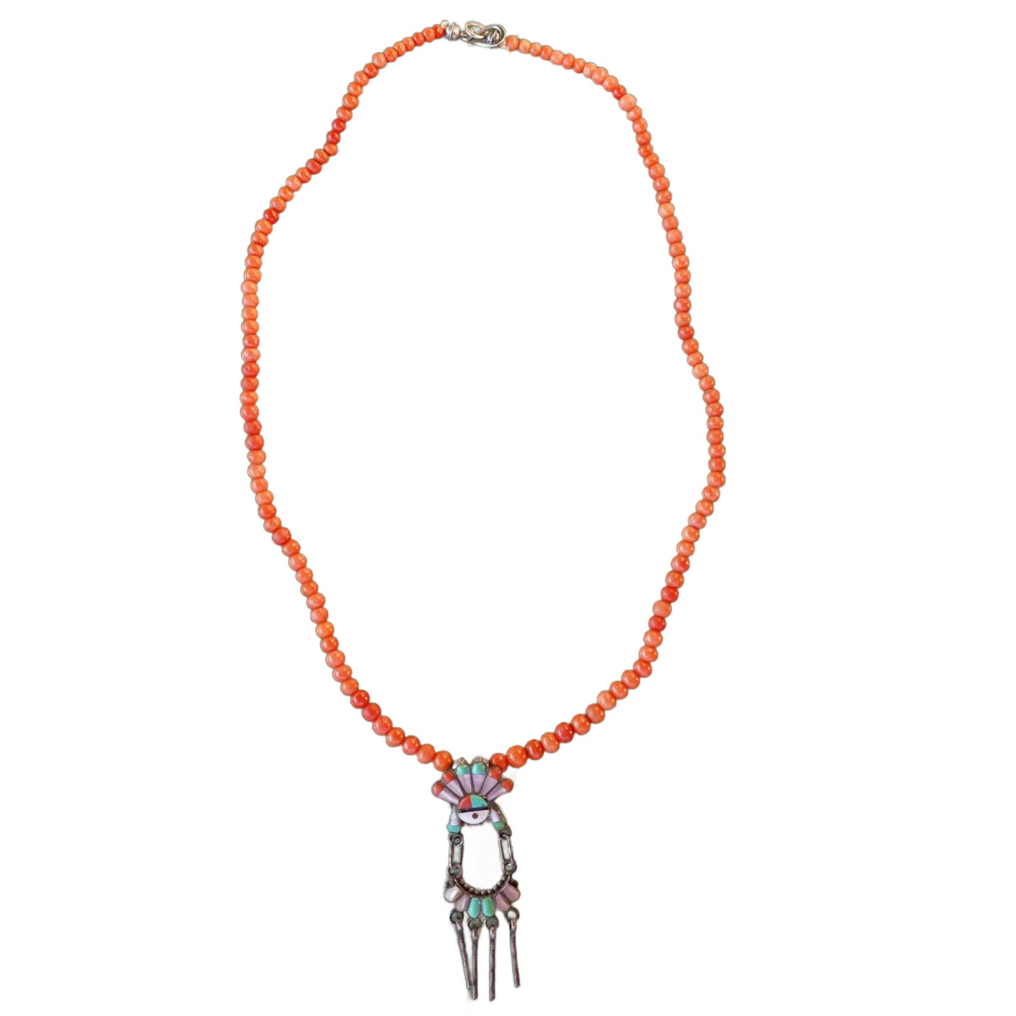 Zuni Pendant Coral Necklace