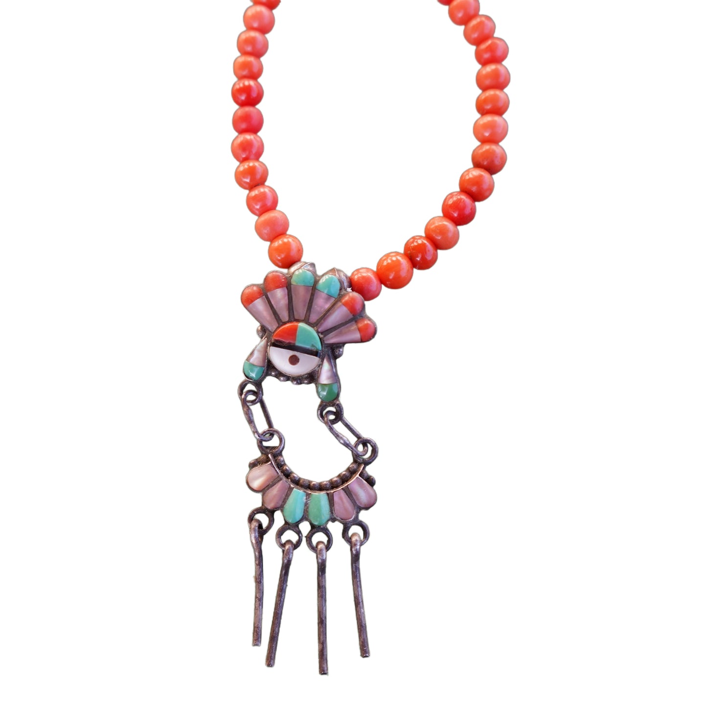 Zuni Pendant Coral Necklace