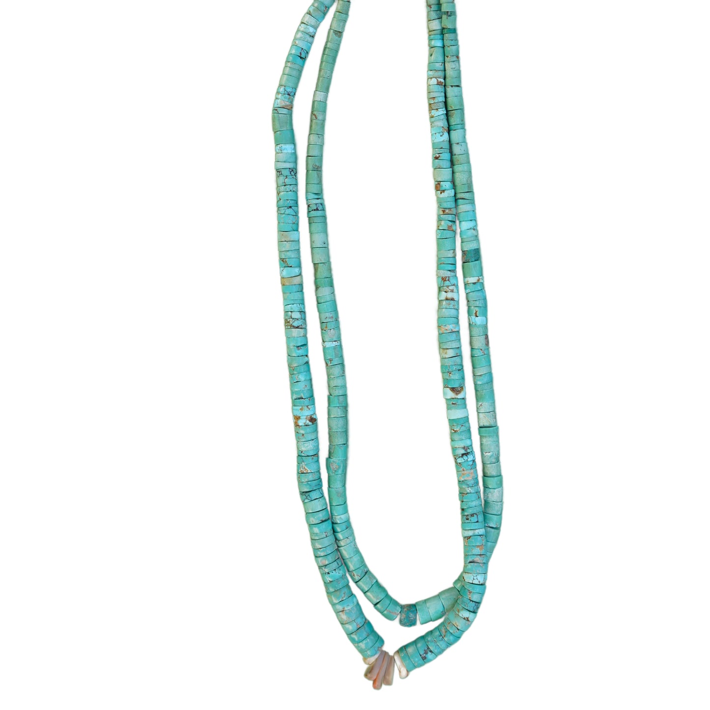 Two Strand Carico Lake Turquoise Heishi Necklace