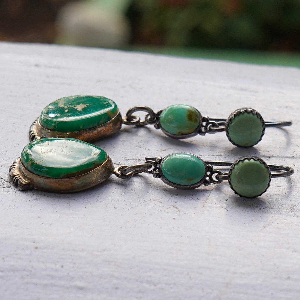 Vintage Navajo Green Turquoise Earrings