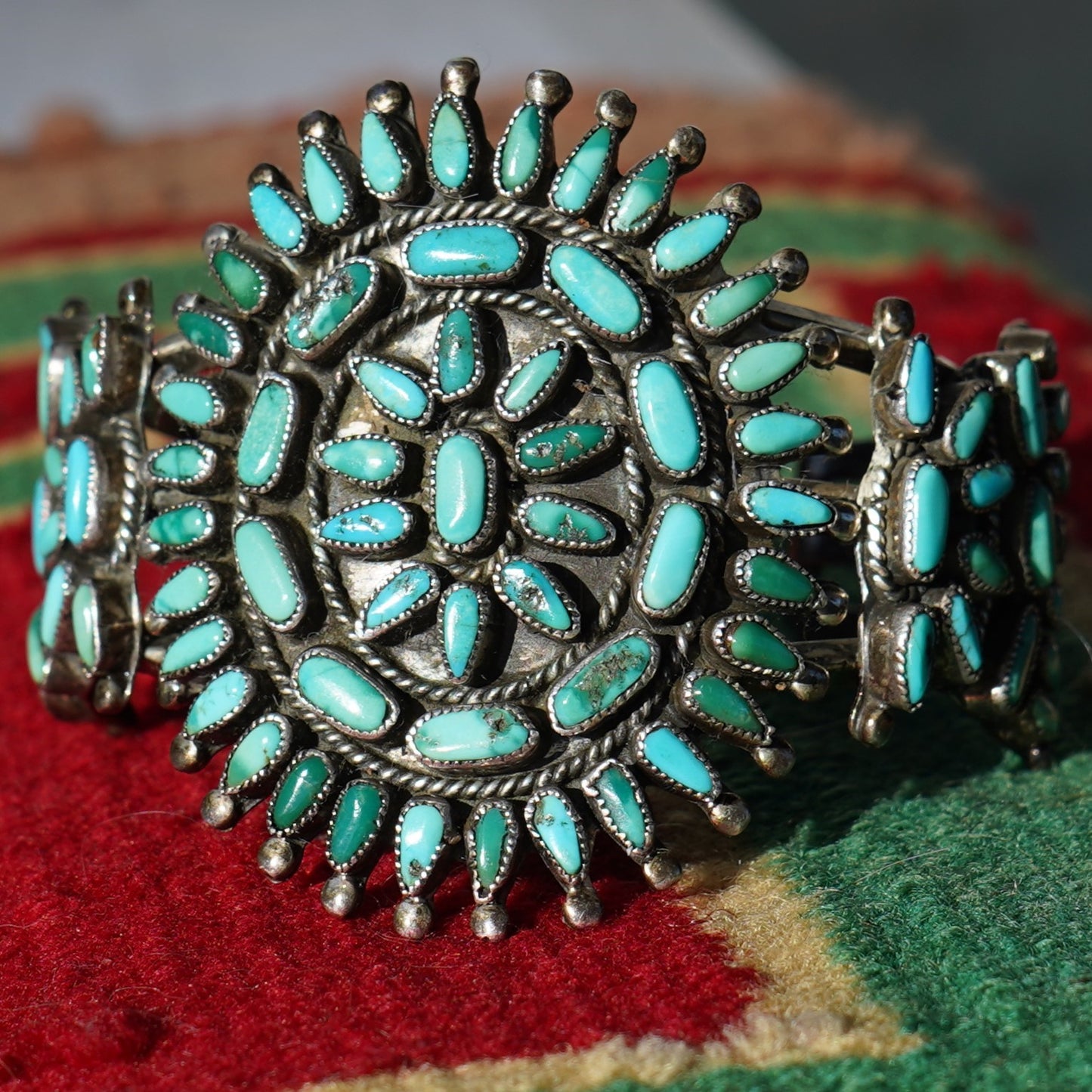 Vintage Navajo Turquoise Bracelet Signed VMB