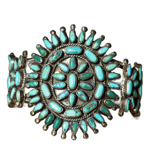 Vintage Navajo Turquoise Bracelet Signed VMB