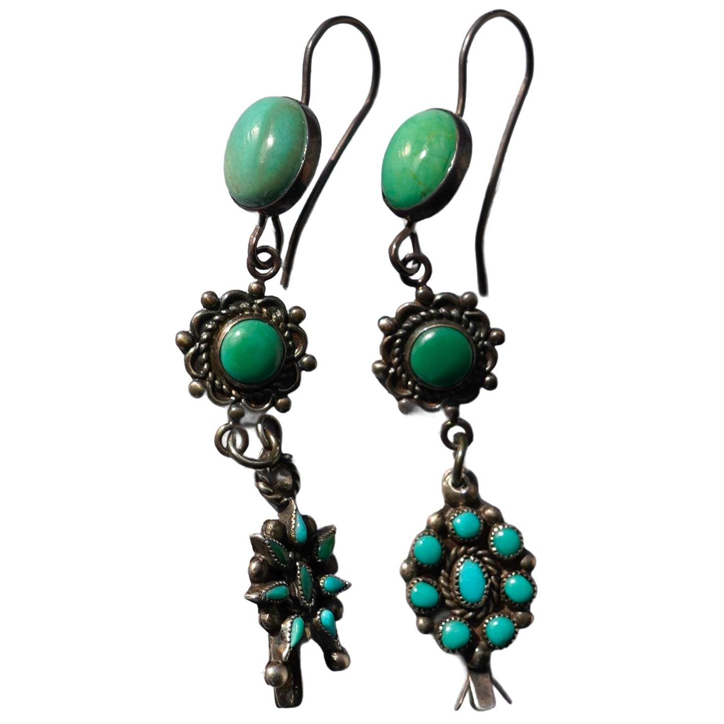 Vintage Turquoise Squash Blossom Earrings