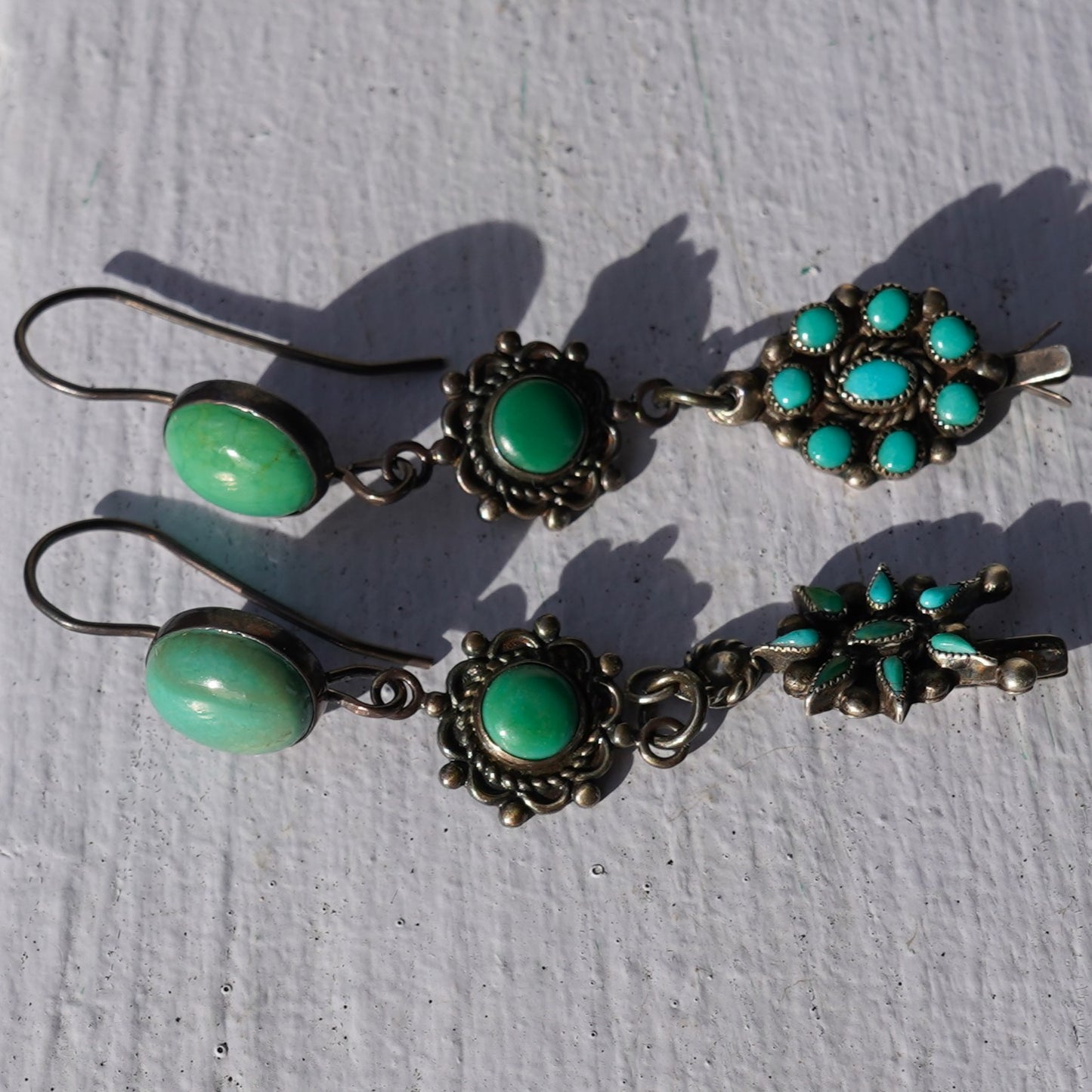 Vintage Turquoise Squash Blossom Earrings