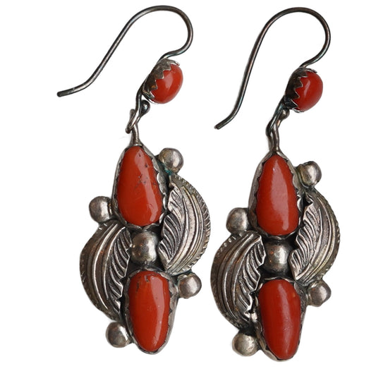 Vintage Zuni Coral Simplicio Earrings