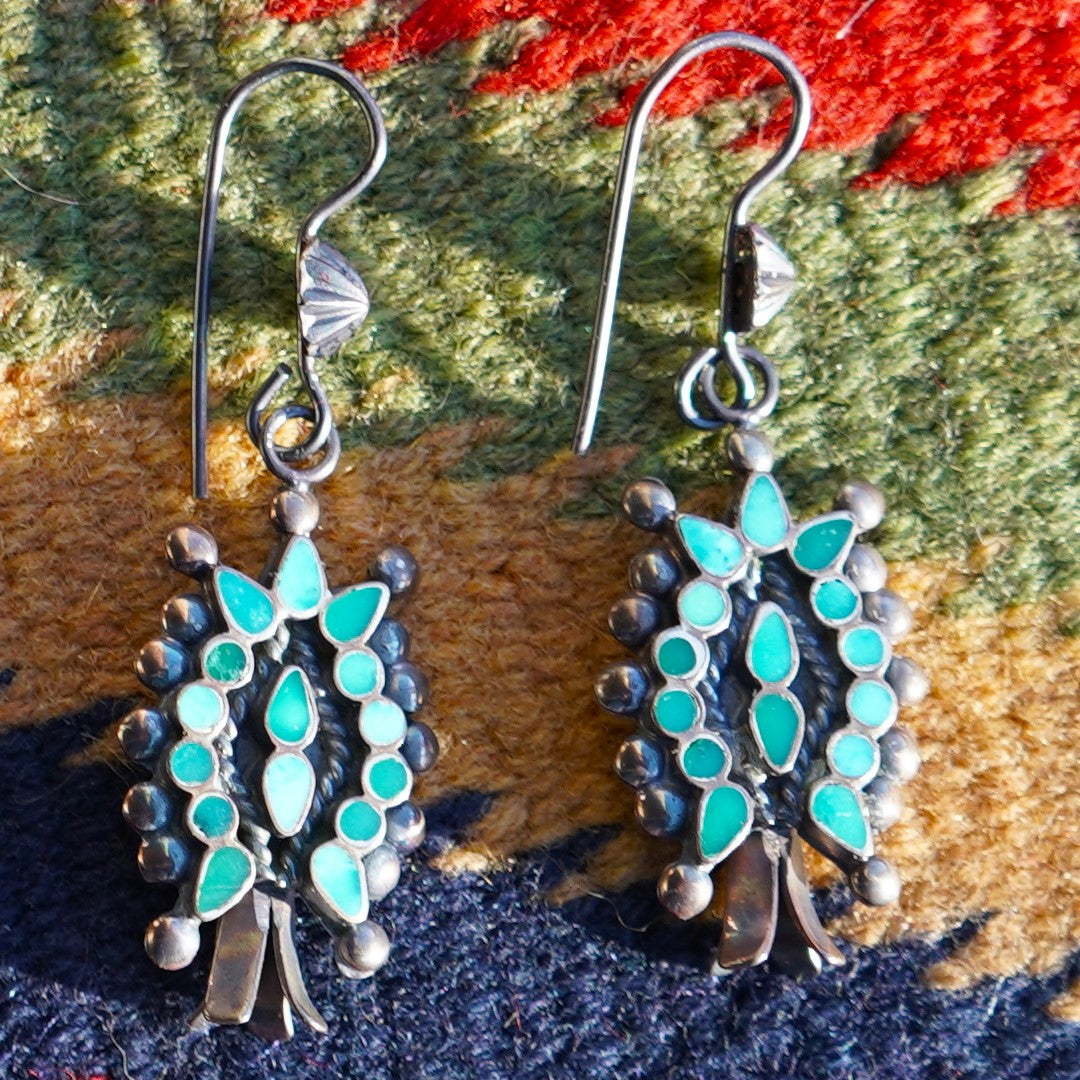 Vintage Zuni Turquoise Squash Blossom Earrings