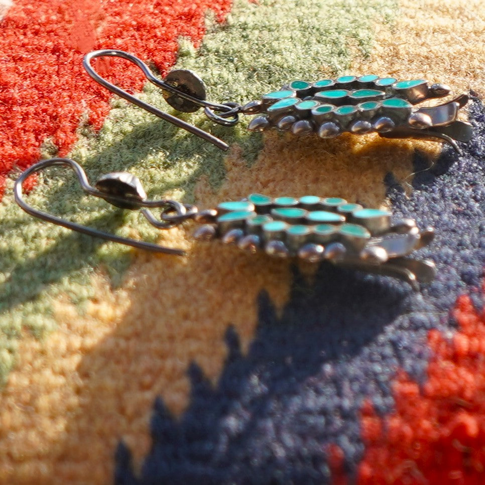 Vintage Zuni Turquoise Squash Blossom Earrings