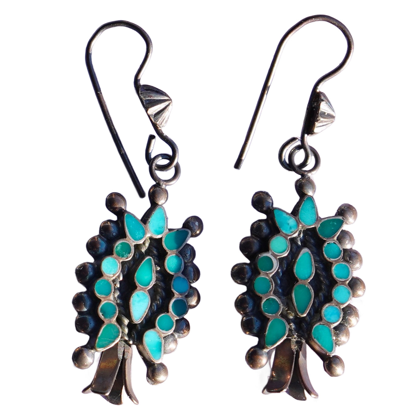 Vintage Zuni Turquoise Squash Blossom Earrings