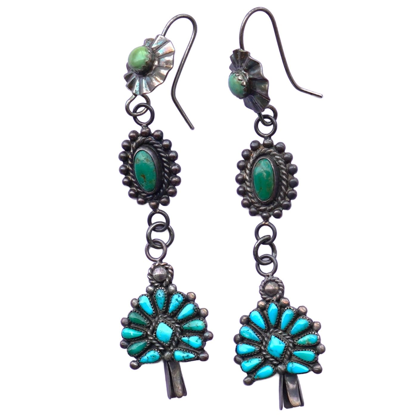 Vintage Turquoise Squash Blossom Earrings