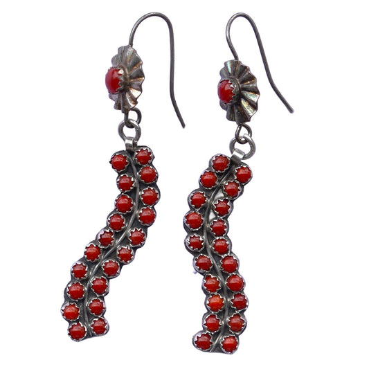 Zuni Coral Snake Eye Earrings