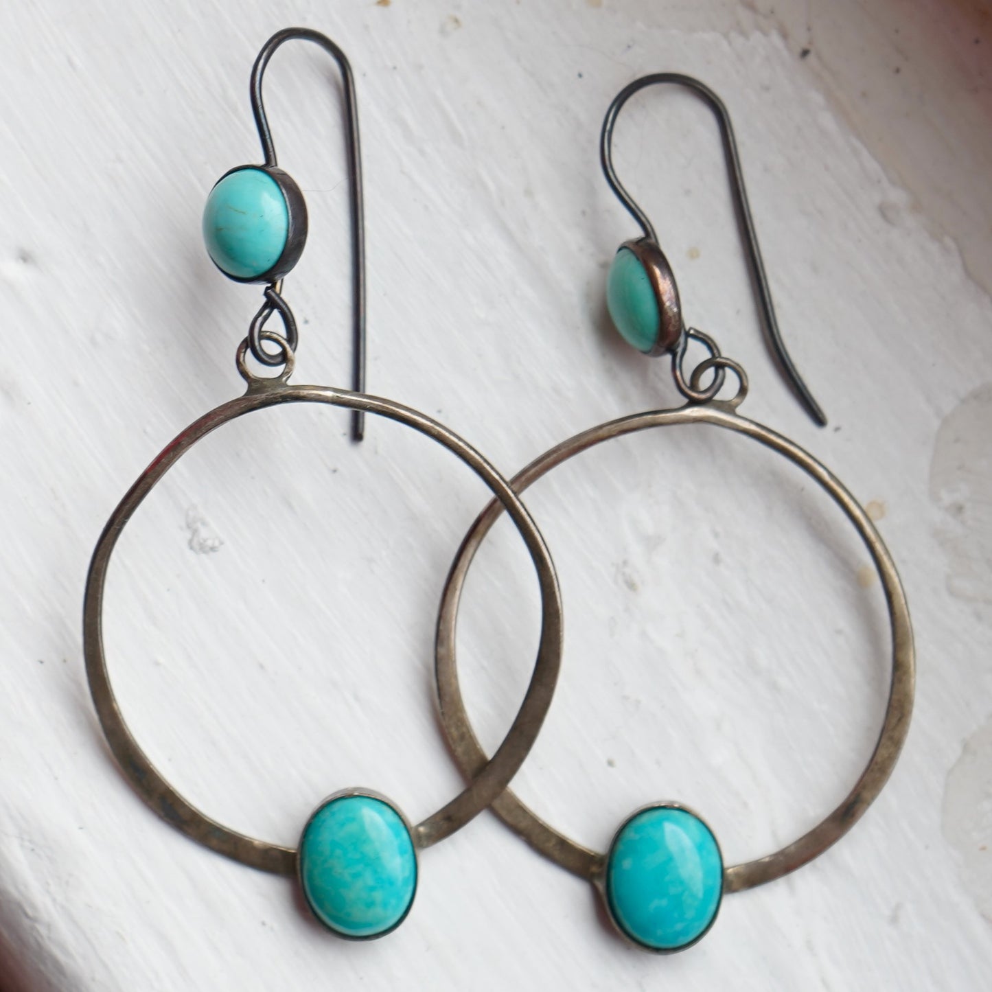 Vintage Navajo Sleeping Beauty Turquoise Hoop Earrings