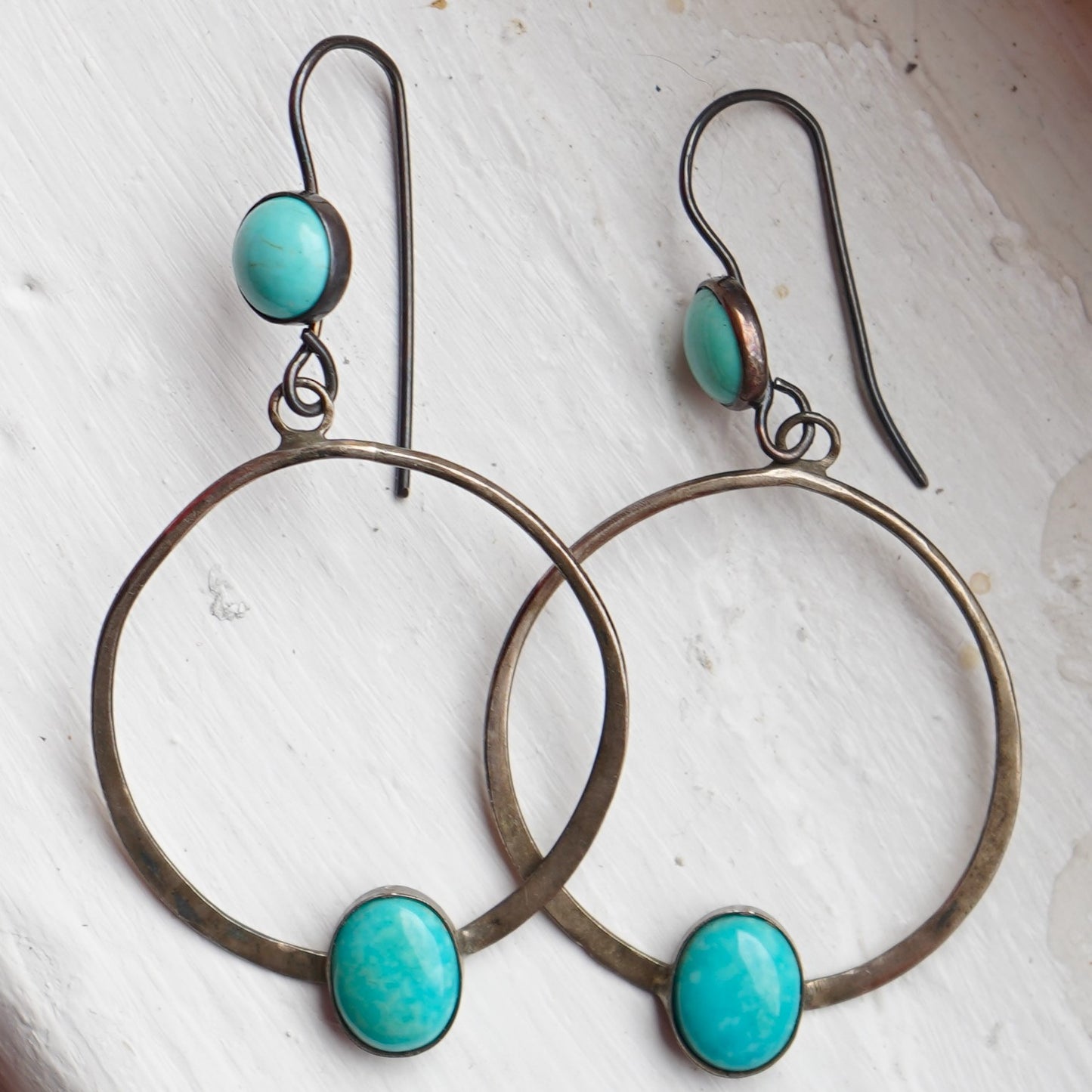 Vintage Navajo Sleeping Beauty Turquoise Hoop Earrings