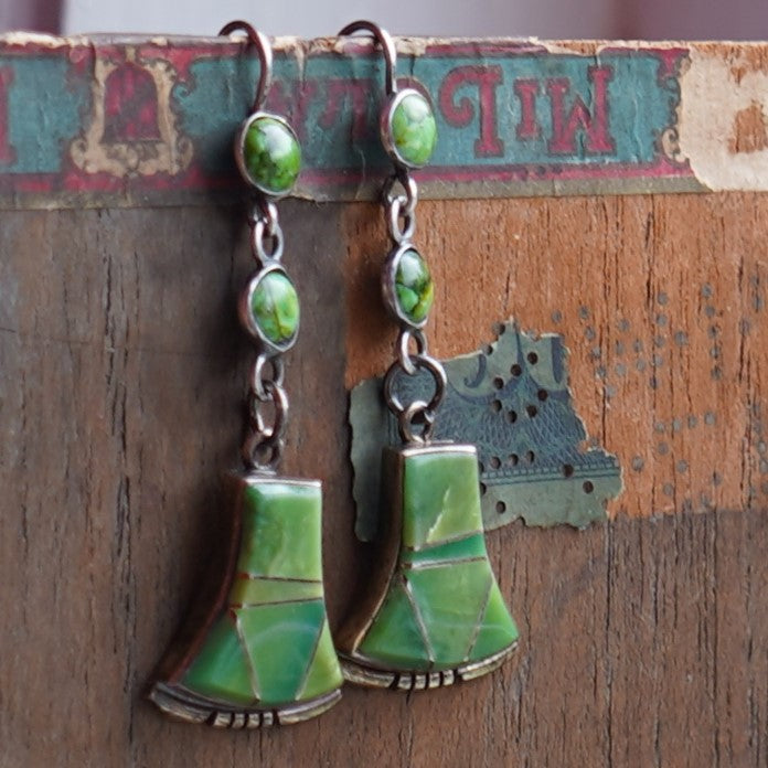 Signed Navajo Channel Inlay Turquoise Earrings