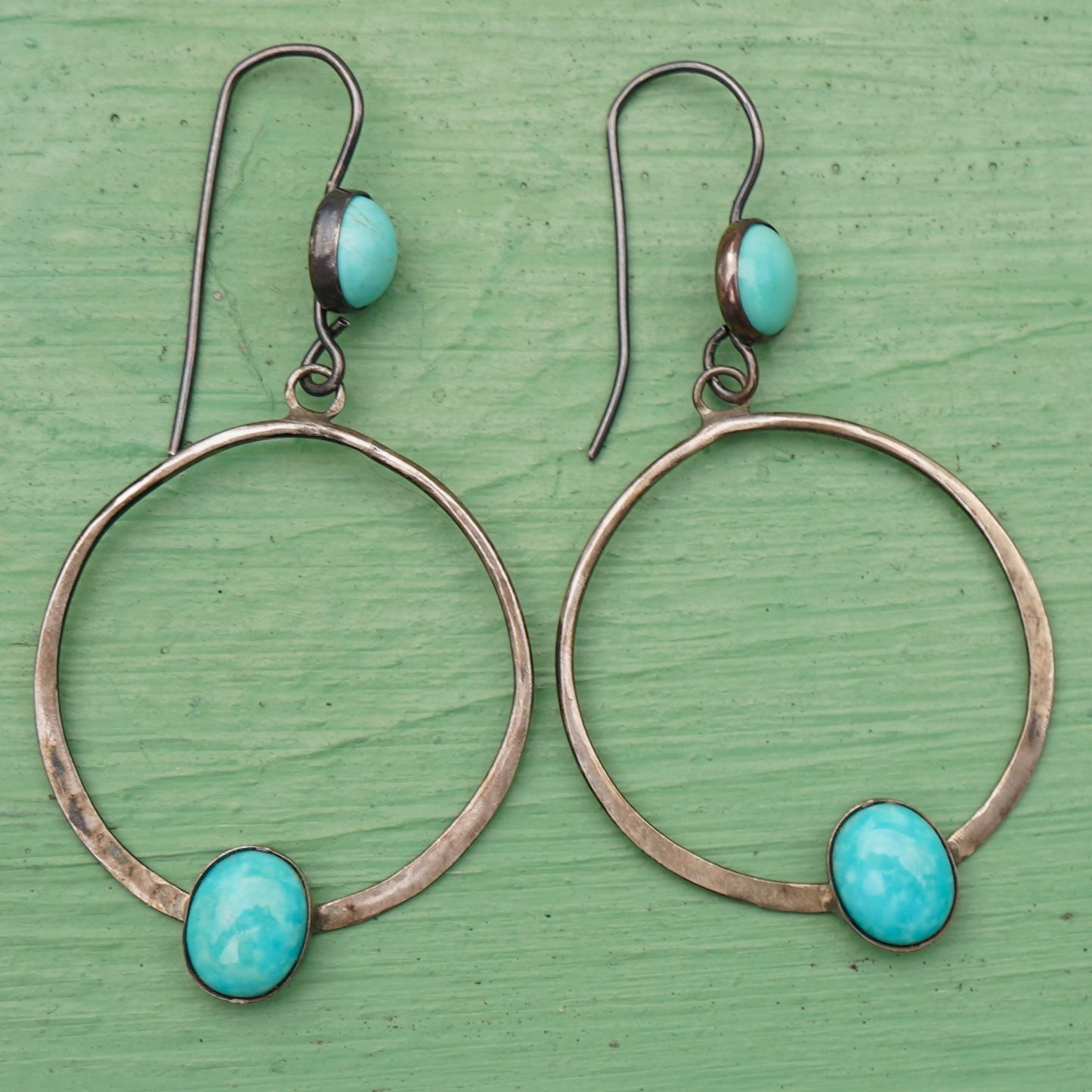 Vintage Navajo Sleeping Beauty Turquoise Hoop Earrings