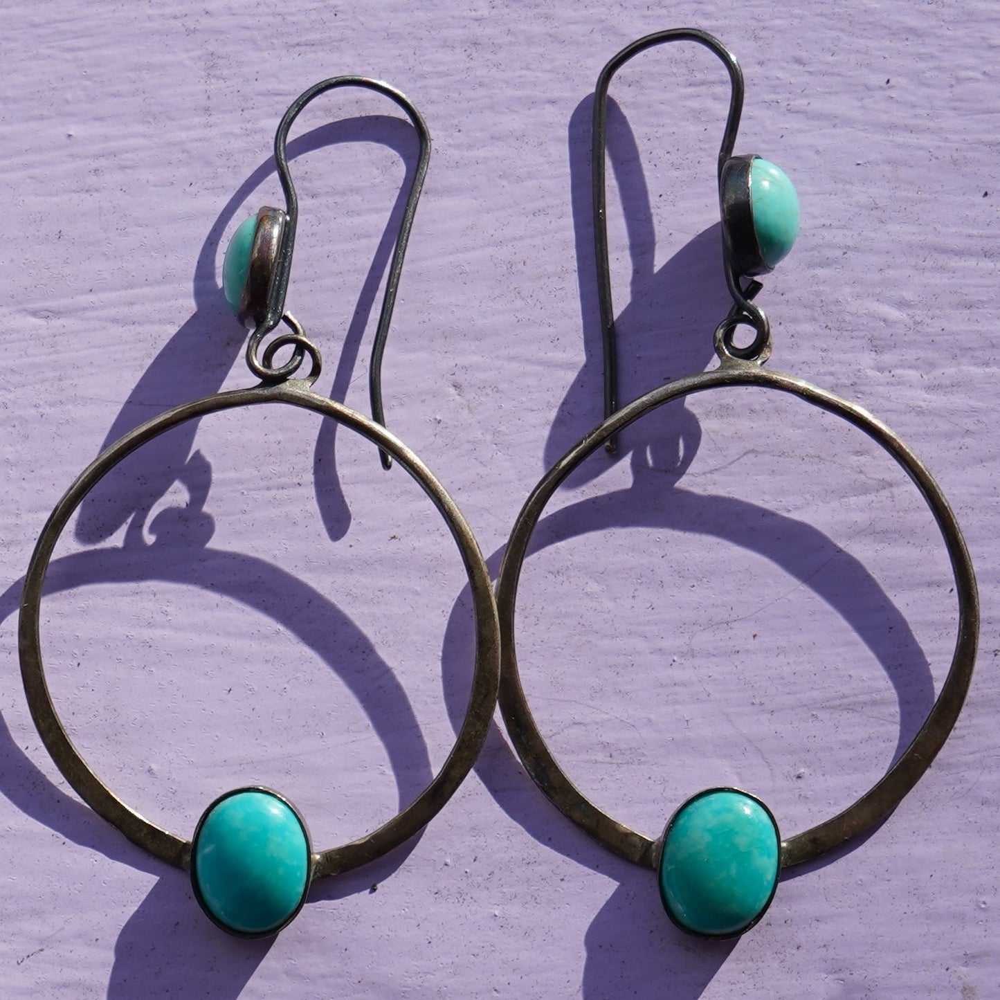 Vintage Navajo Sleeping Beauty Turquoise Hoop Earrings