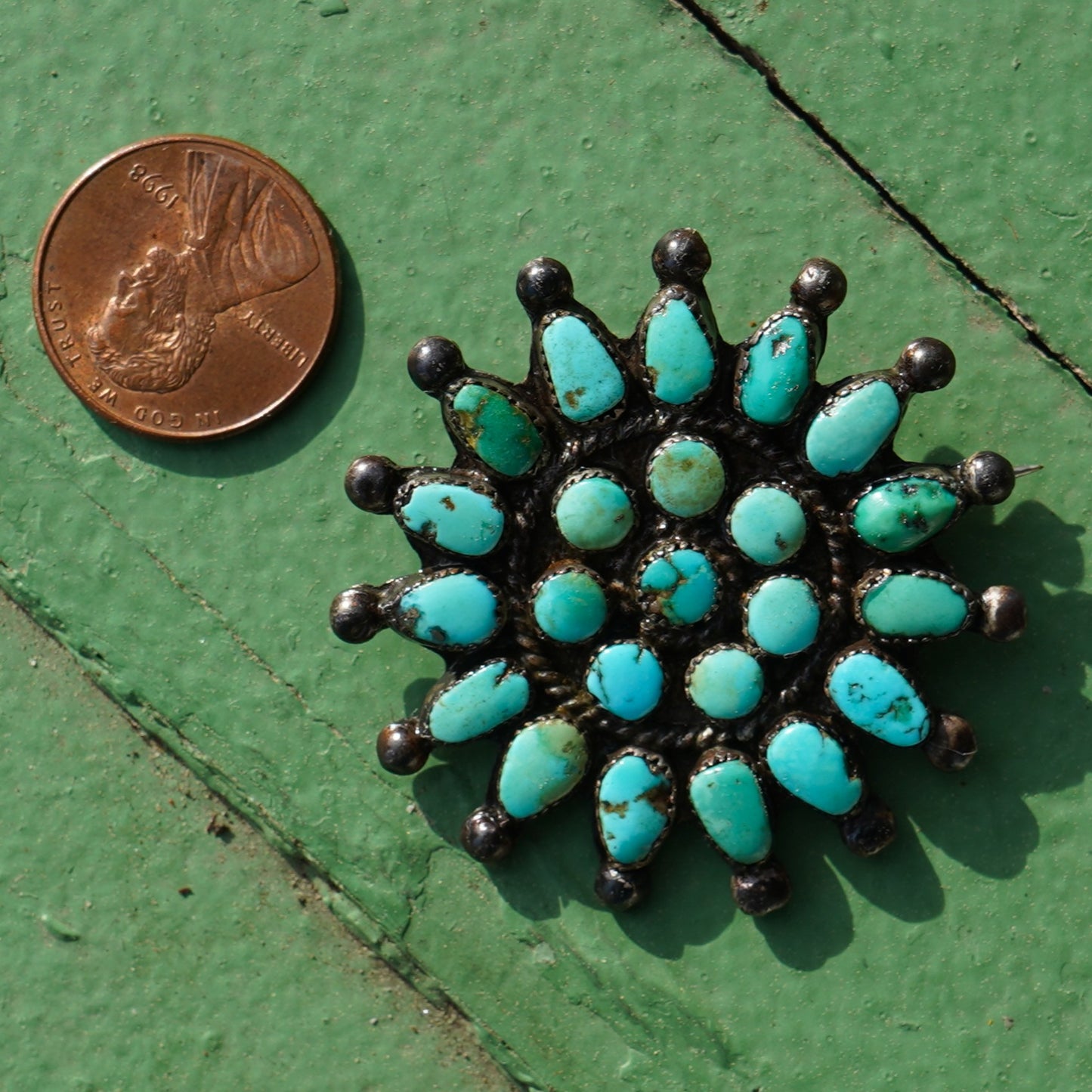 1940's Zuni Turquoise Sterling Silver Pin